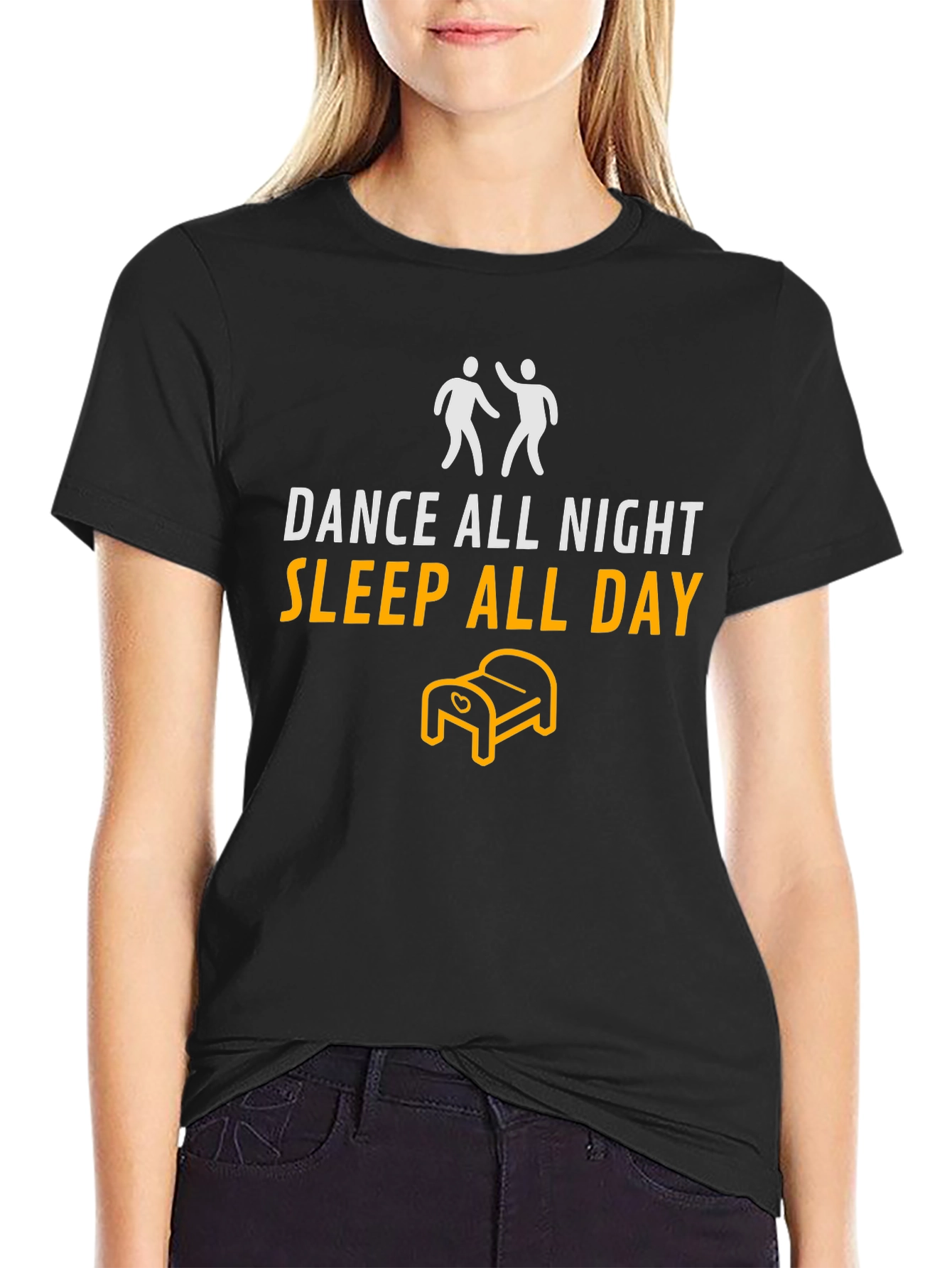 Black Dance All Night, Sleep All Day Graphic Tee view 2