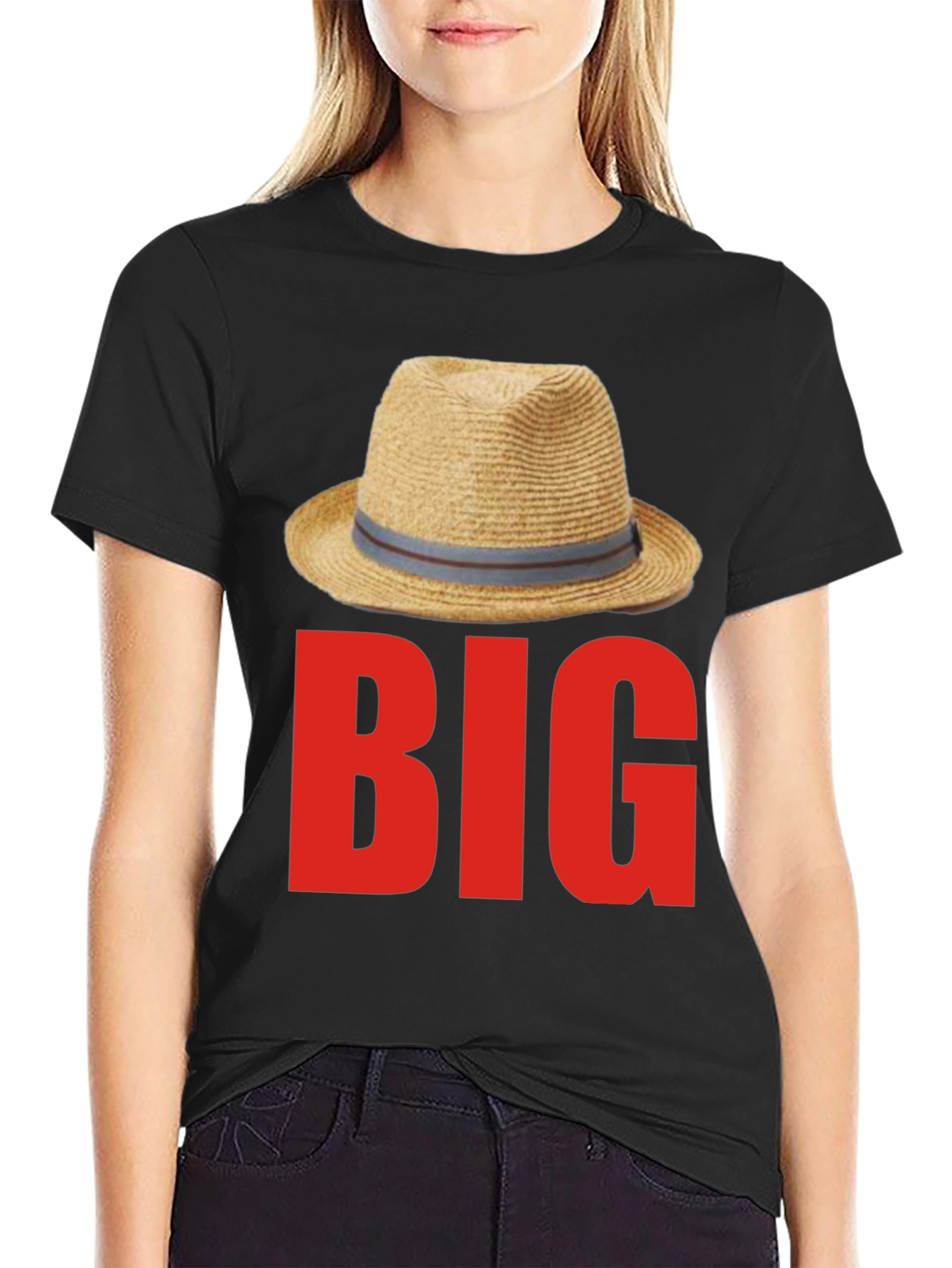 Black Big Hat Graphic T-Shirt - Bold Statement Tee view 2