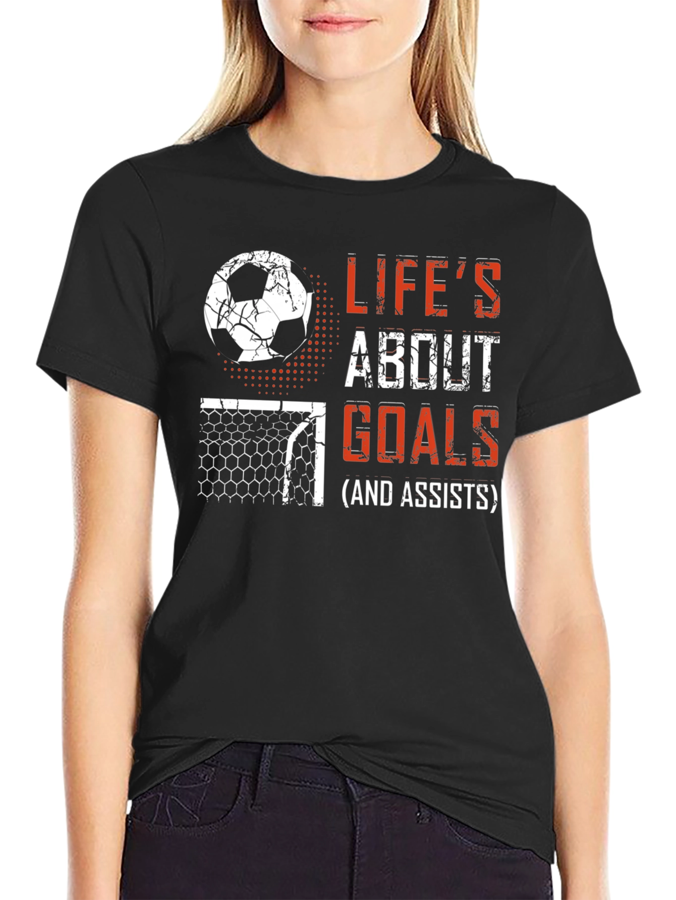 Black Life's About Goals Soccer T-Shirt view 2