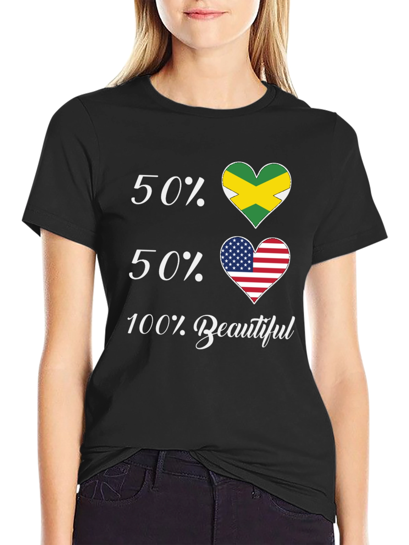 Jamaican American Pride T-Shirt - 50/50 Flags - 2