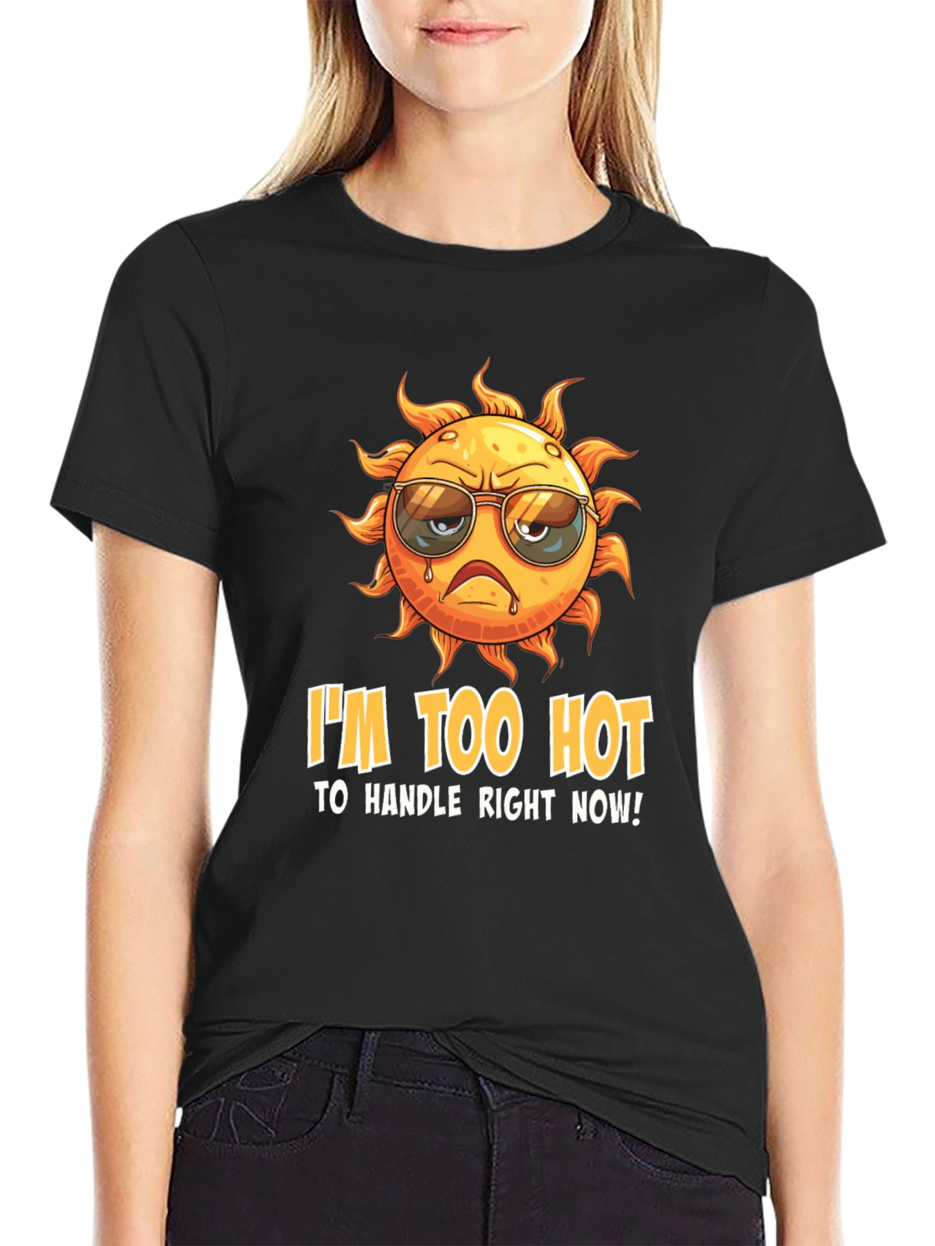 Black I'm Too Hot to Handle Funny Graphic Tee view 2