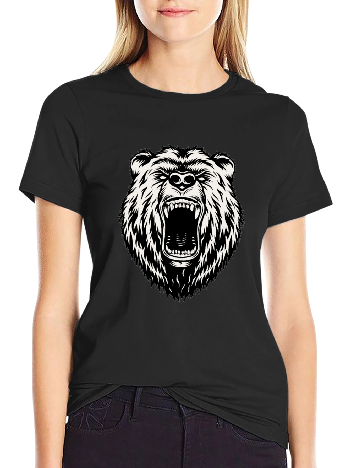 Black Men's Black Bear Graphic T-Shirt view 2