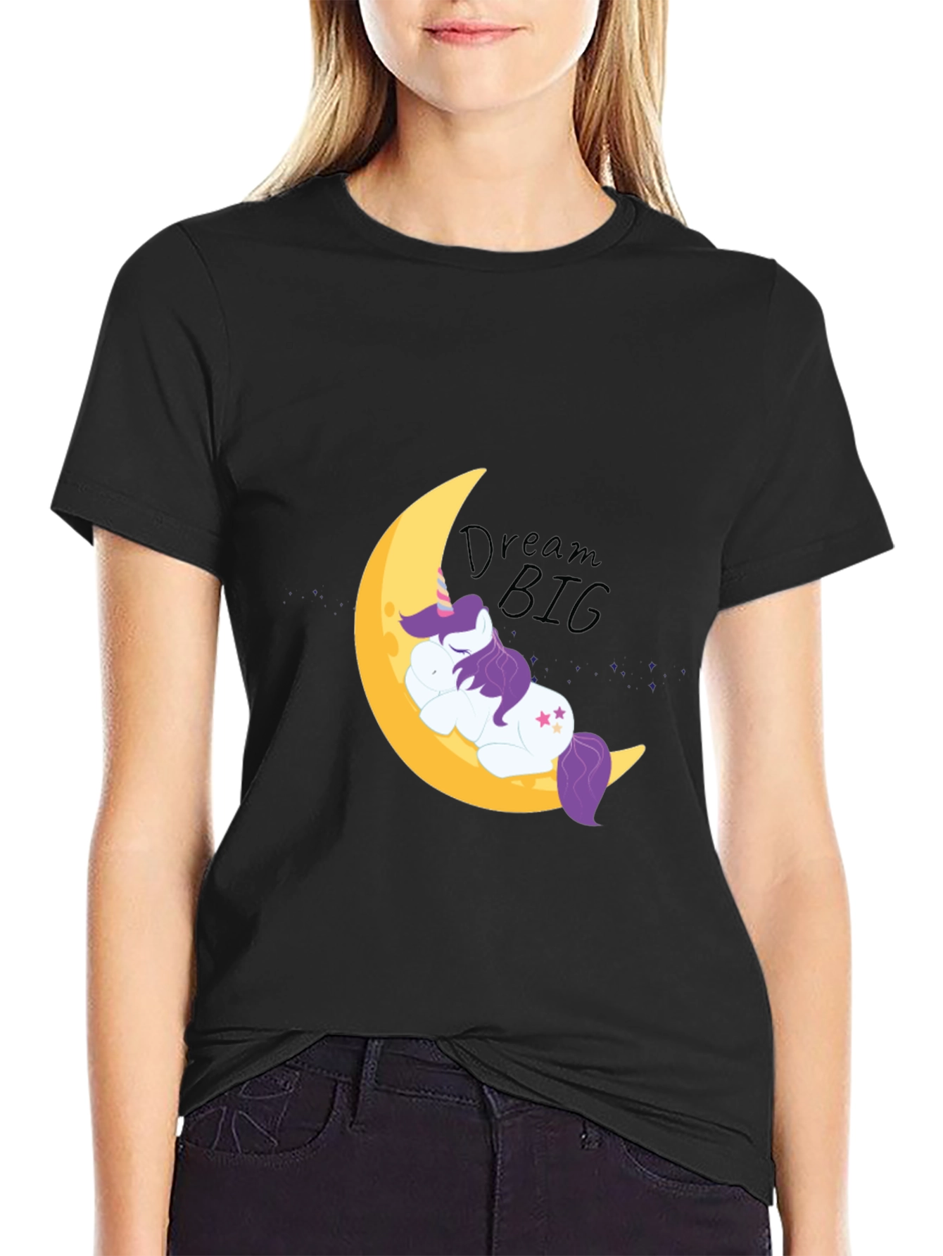 Black Dream Big Unicorn Tee - Soft Cotton Comfort view 2