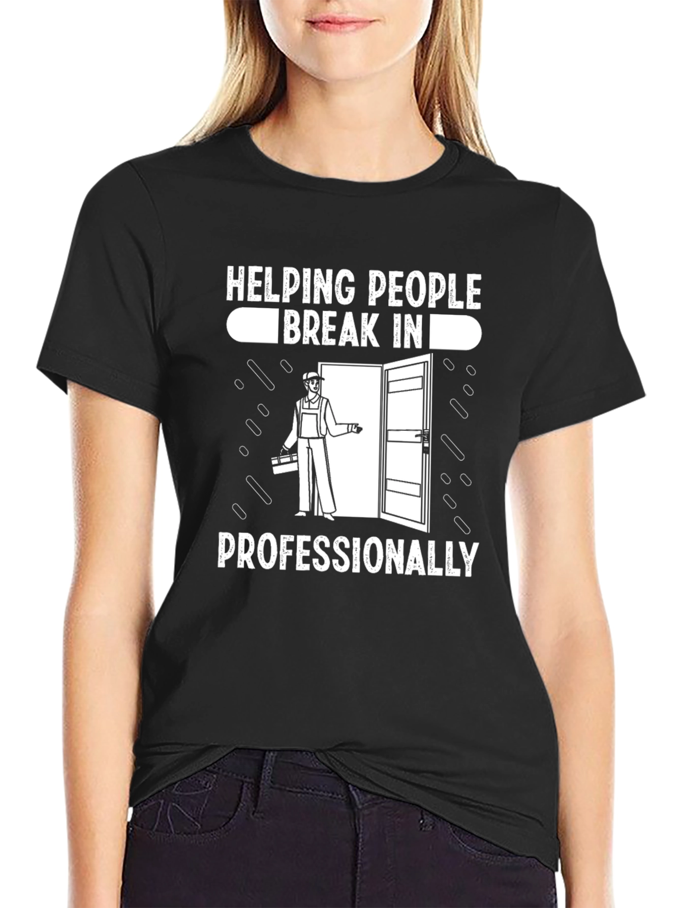 Black Helping People Break In Professionally T-Shirt view 2