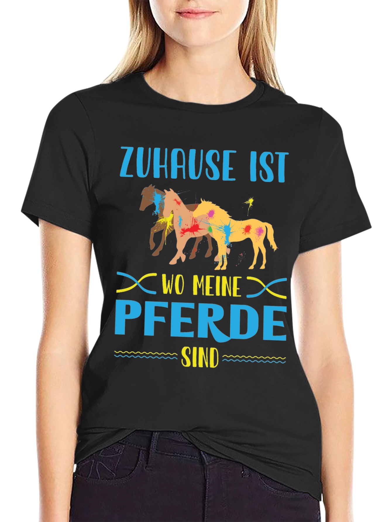 Black Zuhause Ist Wo Meine Pferde Sind T-Shirt view 2