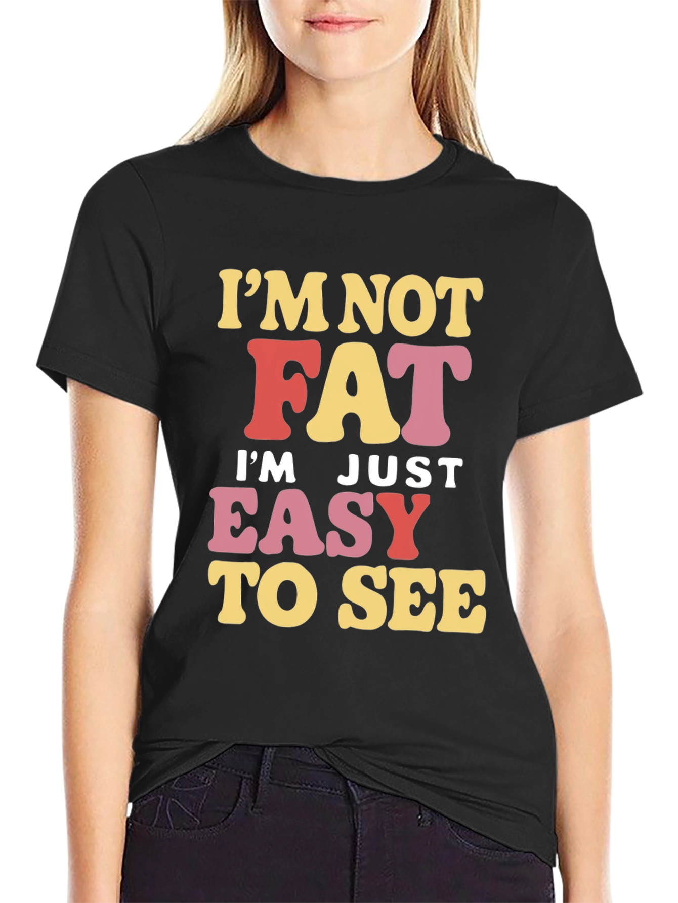 Black Funny 'I'm Not Fat' Graphic Tee view 2