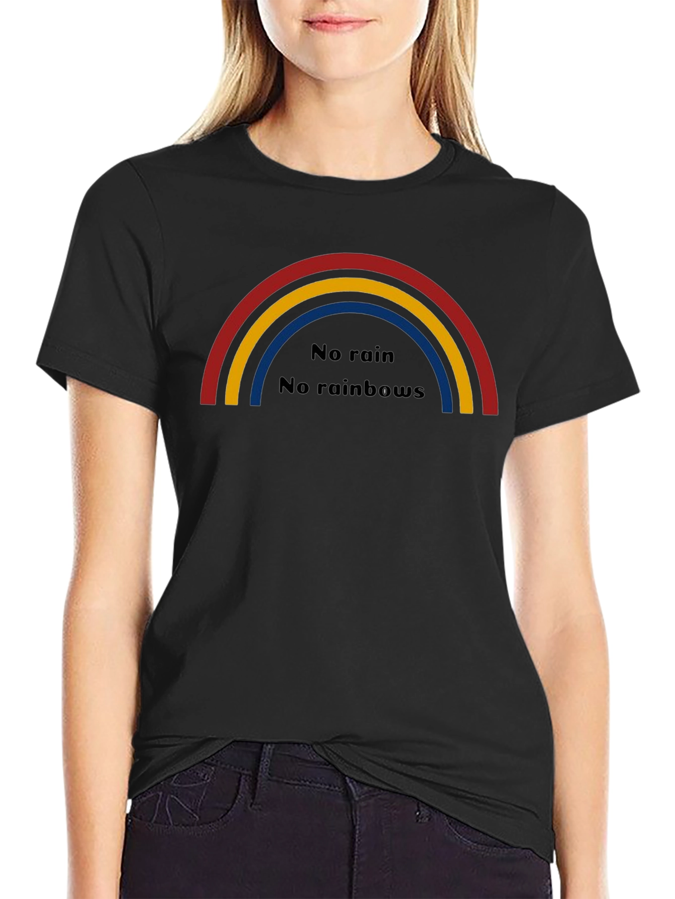 Black No Rain No Rainbows Black T-Shirt view 2