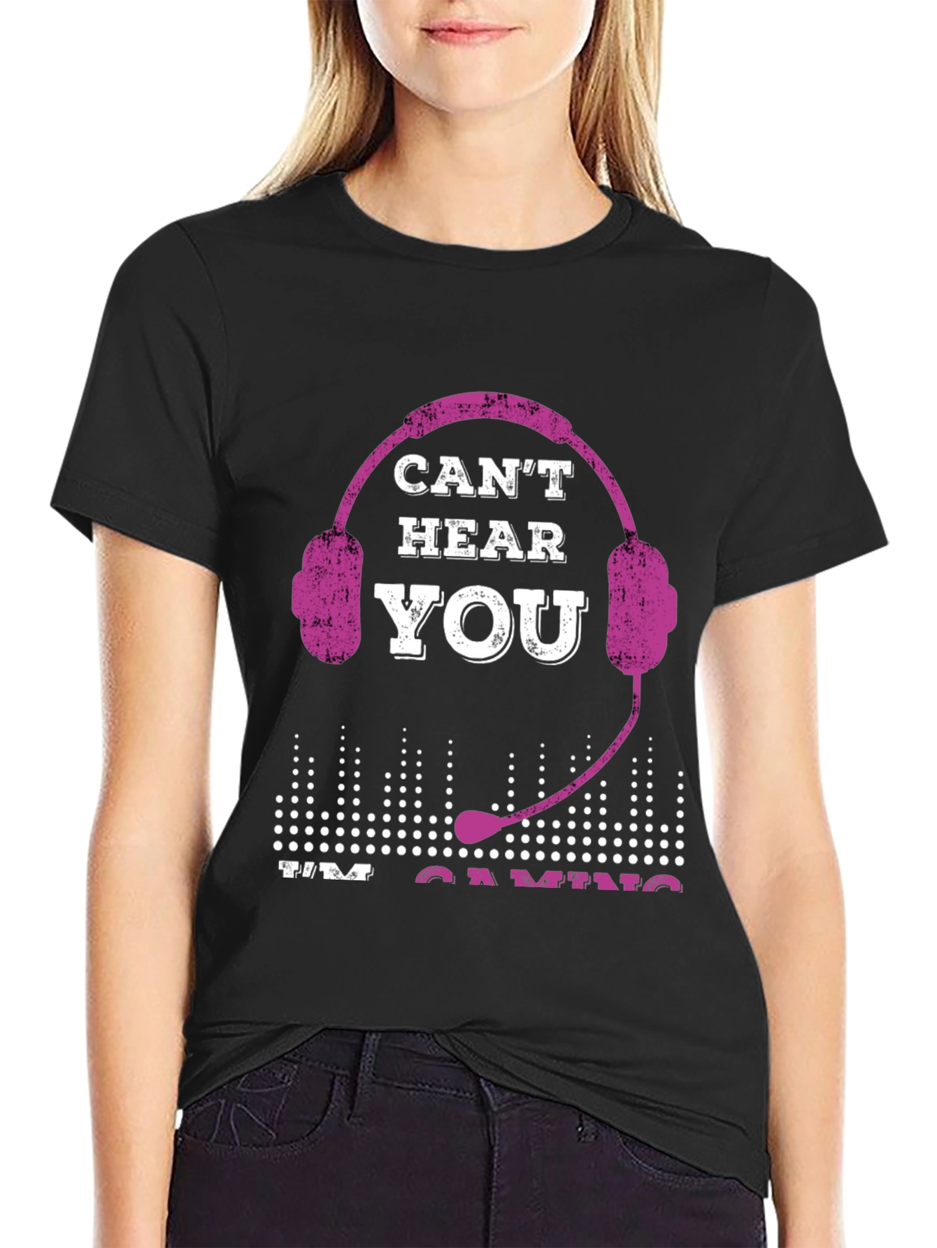 Black Can't Hear You I'm Gaming T-Shirt view 2