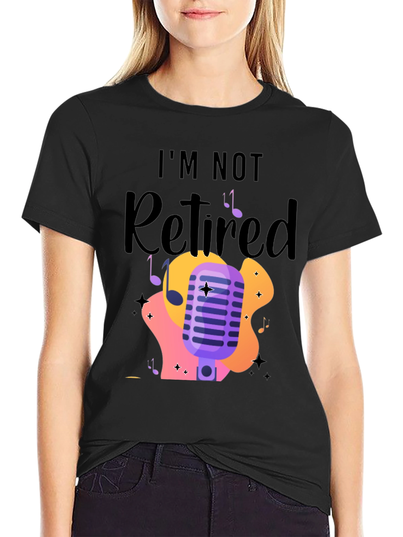 Black I'm Not Retired Music Lover T-Shirt view 2