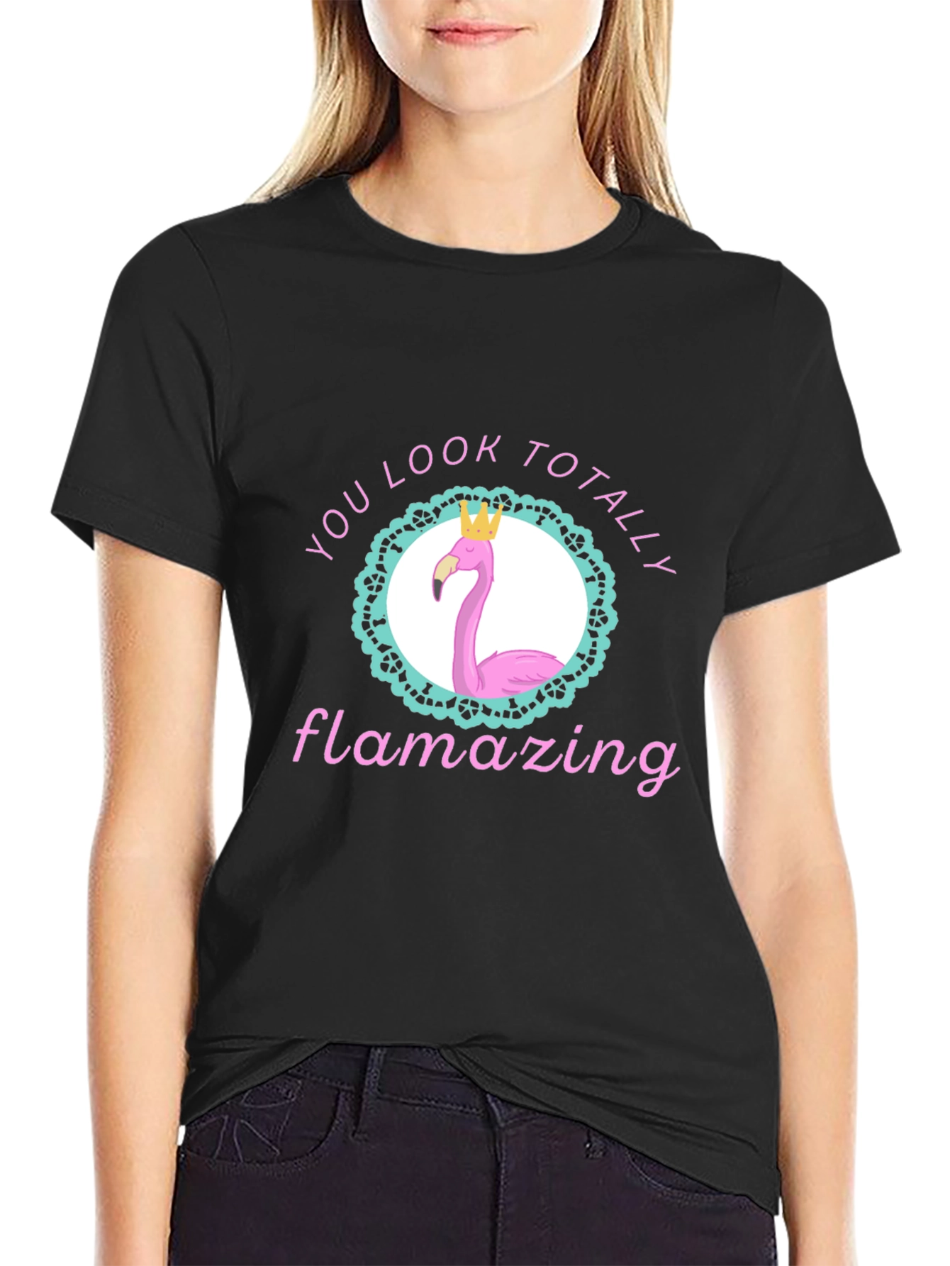 Black Flamazing Flamingo Graphic Tee -  You Look Totally Amazing! view 2