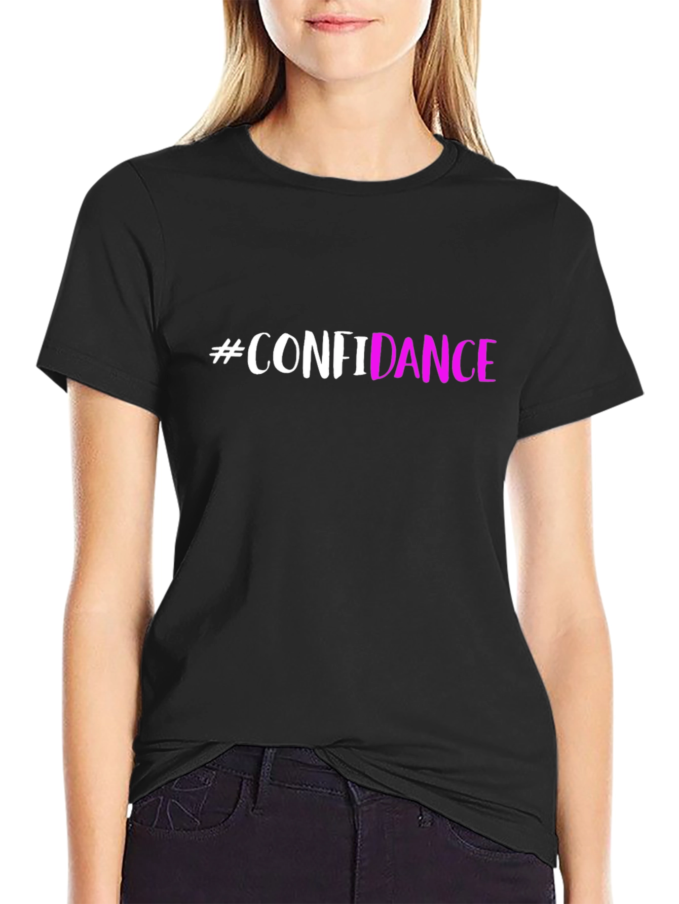 Black #Confidance Black Graphic T-Shirt view 2