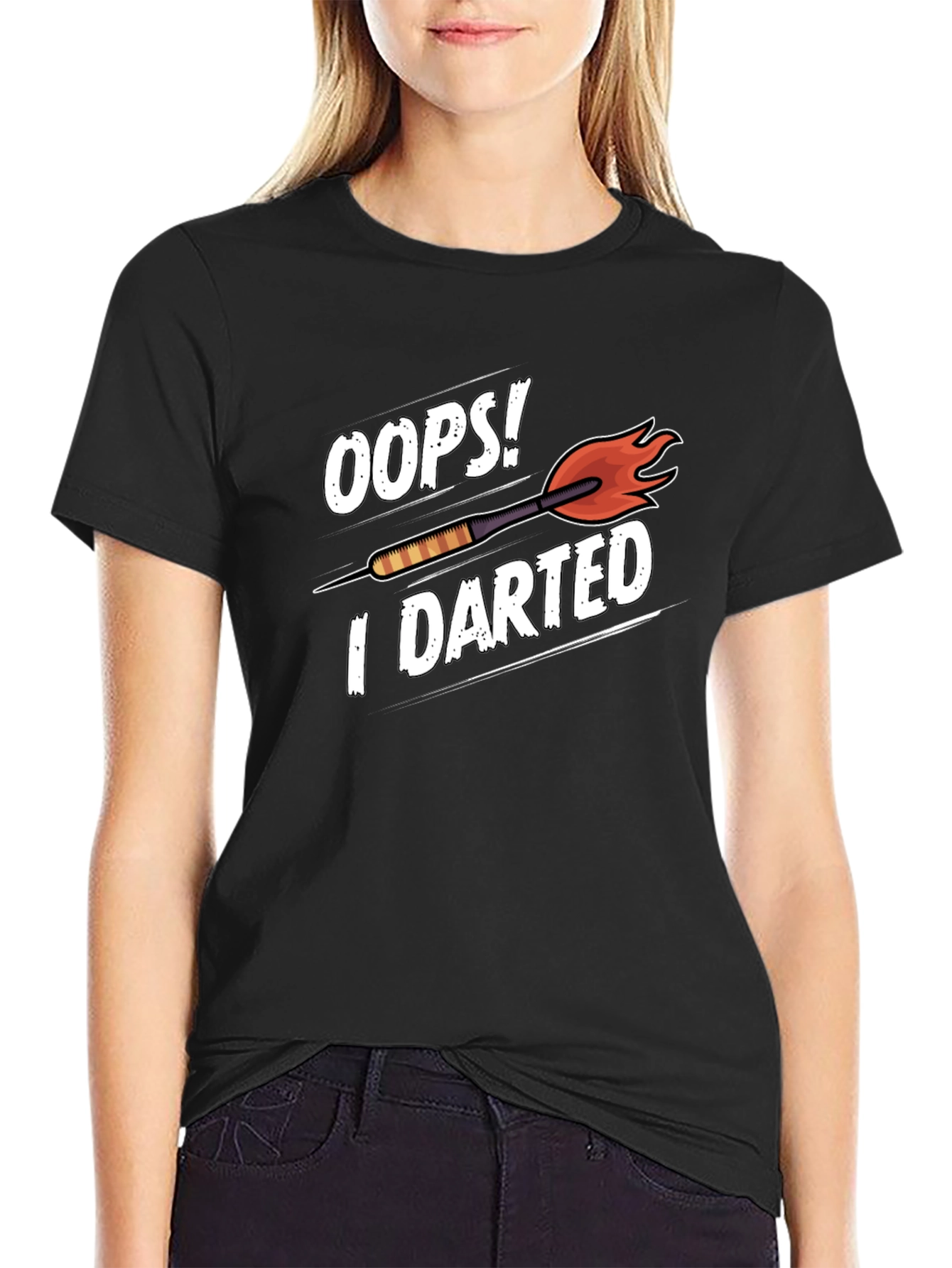 Black Oops! I Darted Funny Dart T-Shirt view 2