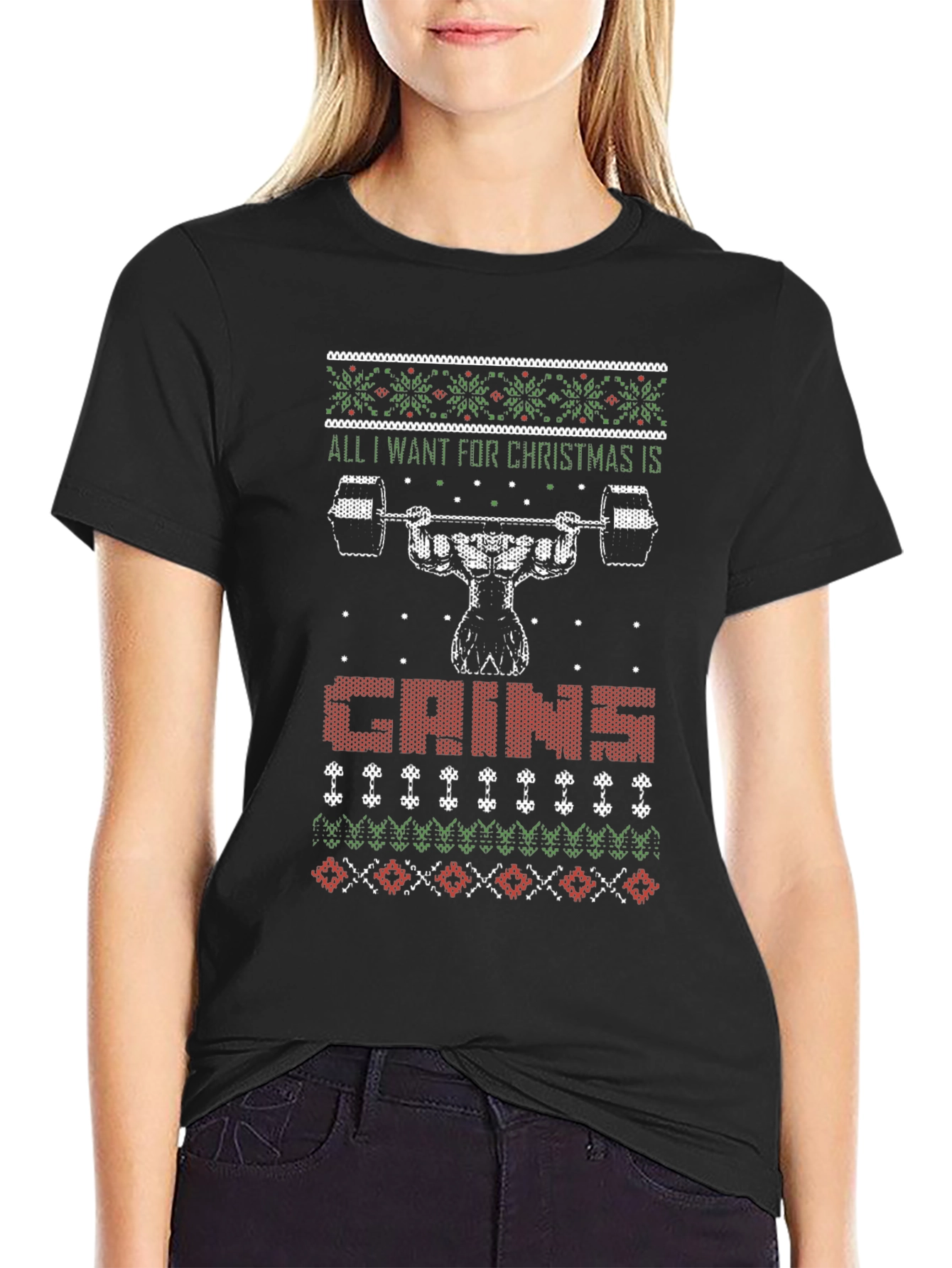 Funny Christmas Gym Gains T-Shirt - 2