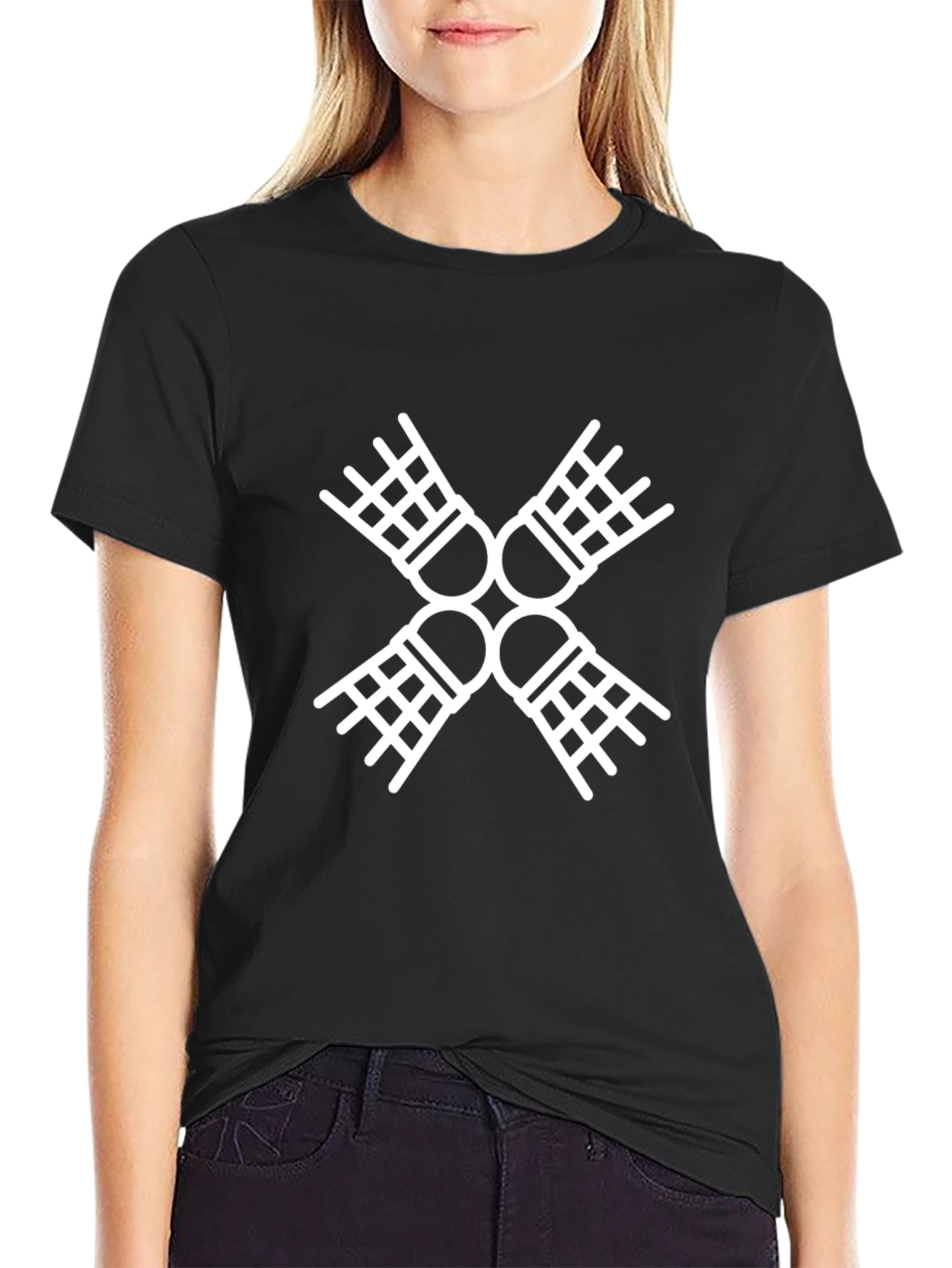 Black Abstract Badminton Shuttlecock Pattern Black T-Shirt view 2
