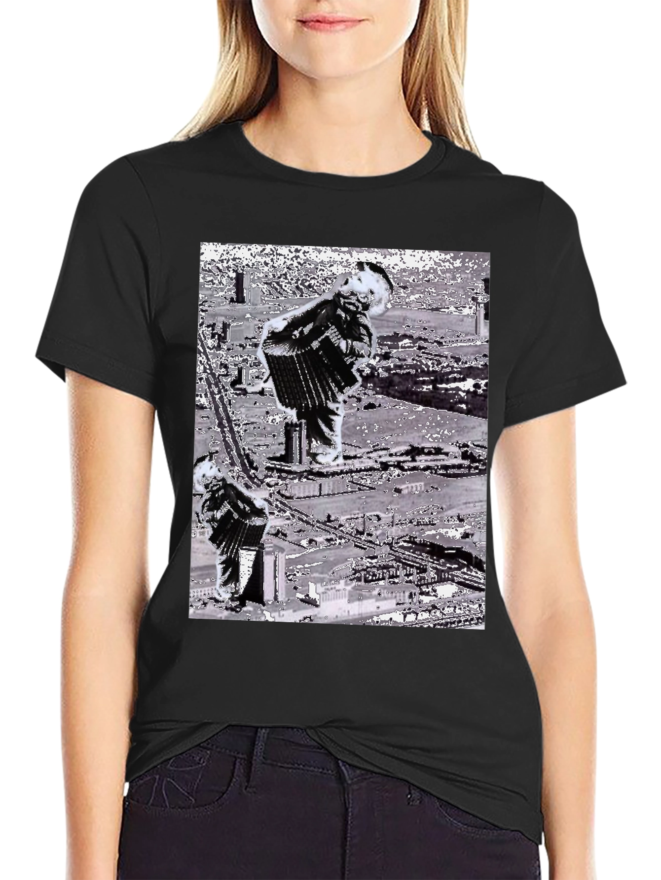 Black Accordion Player Graphic T-Shirt view 2