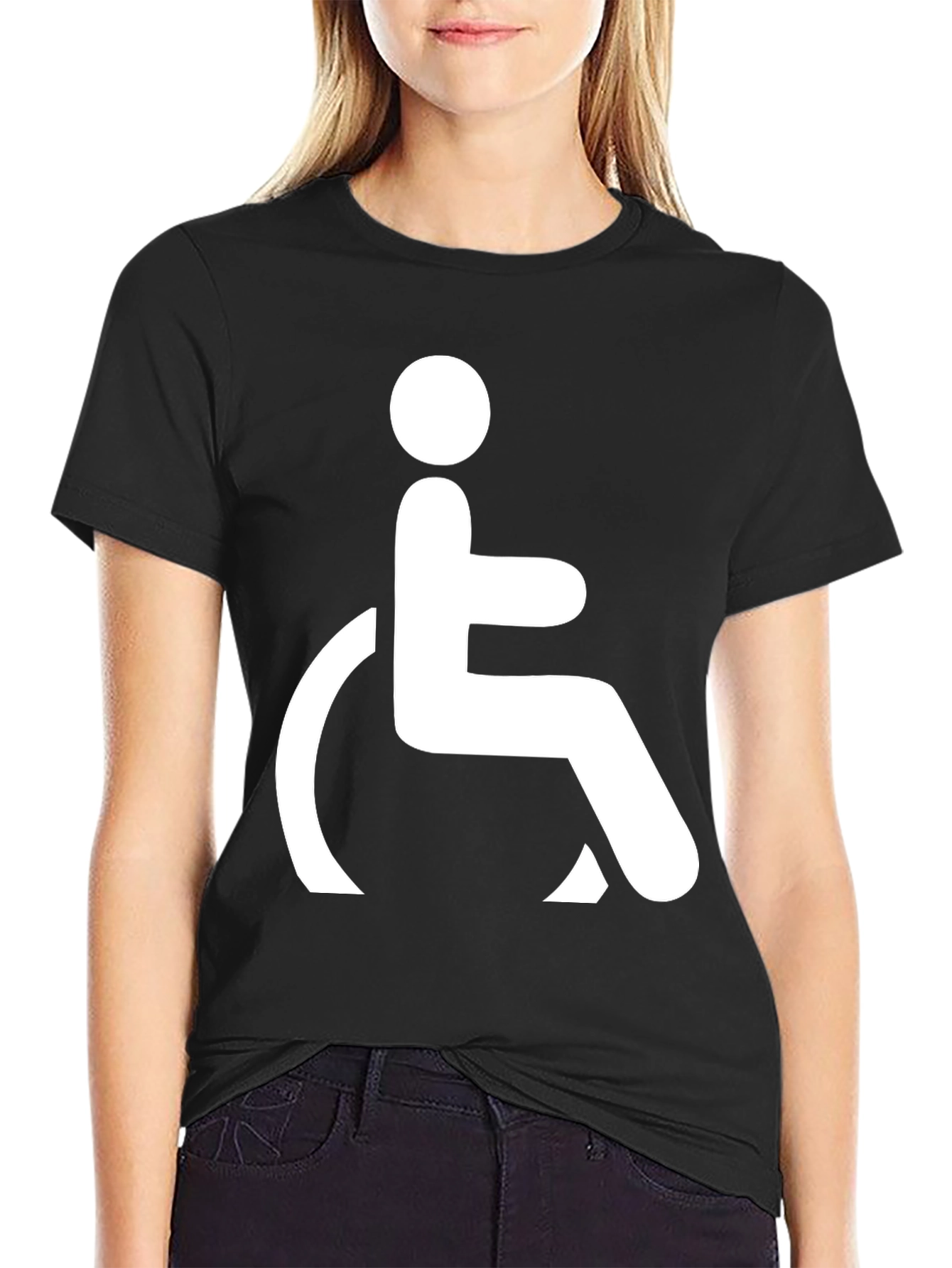 Black Black T-Shirt with Wheelchair Symbol view 2