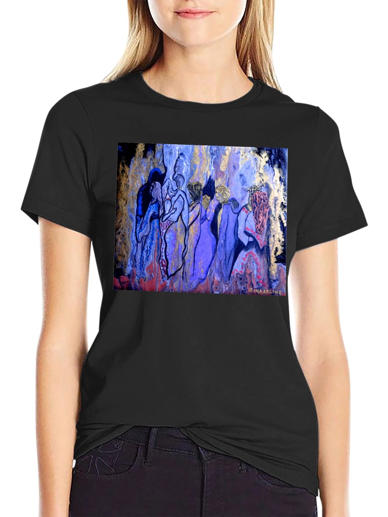 Black Abstract Women Art Print Black T-Shirt view 2