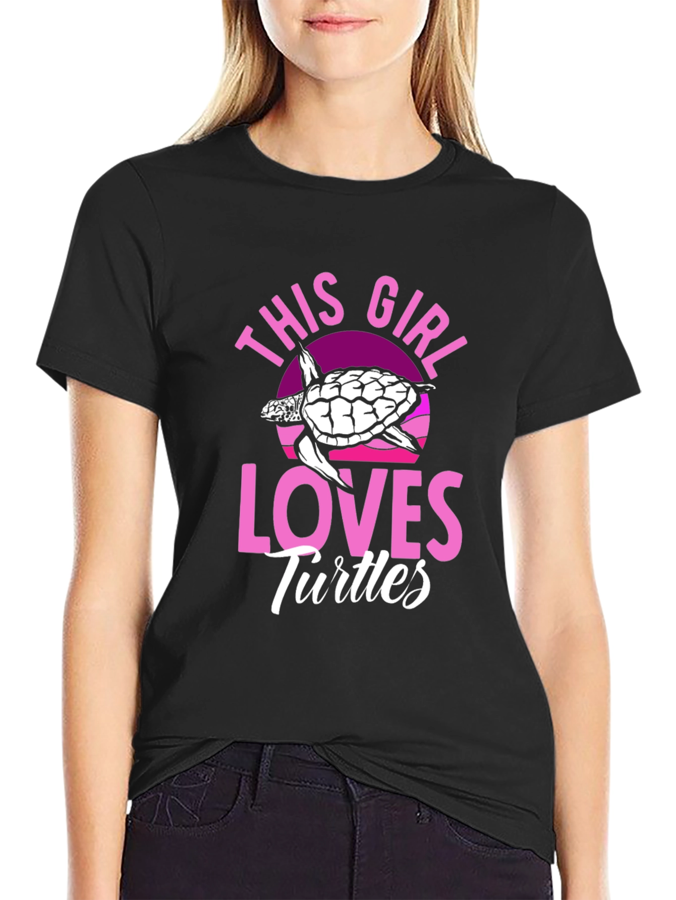 Black This Girl Loves Turtles T-Shirt - Black view 2