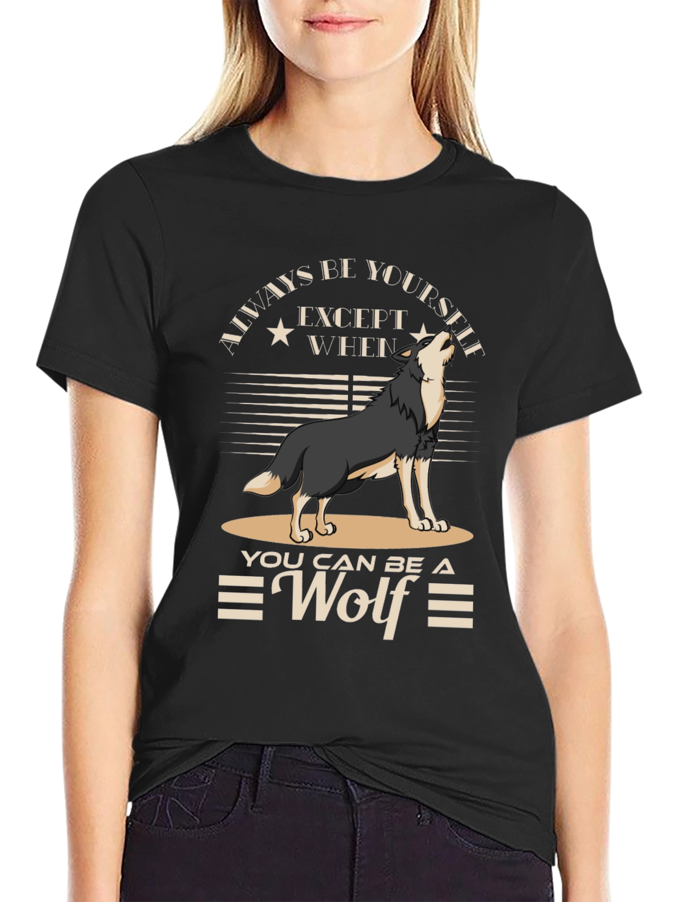 Black Always Be Yourself Unless You Can Be A Wolf T-Shirt view 2