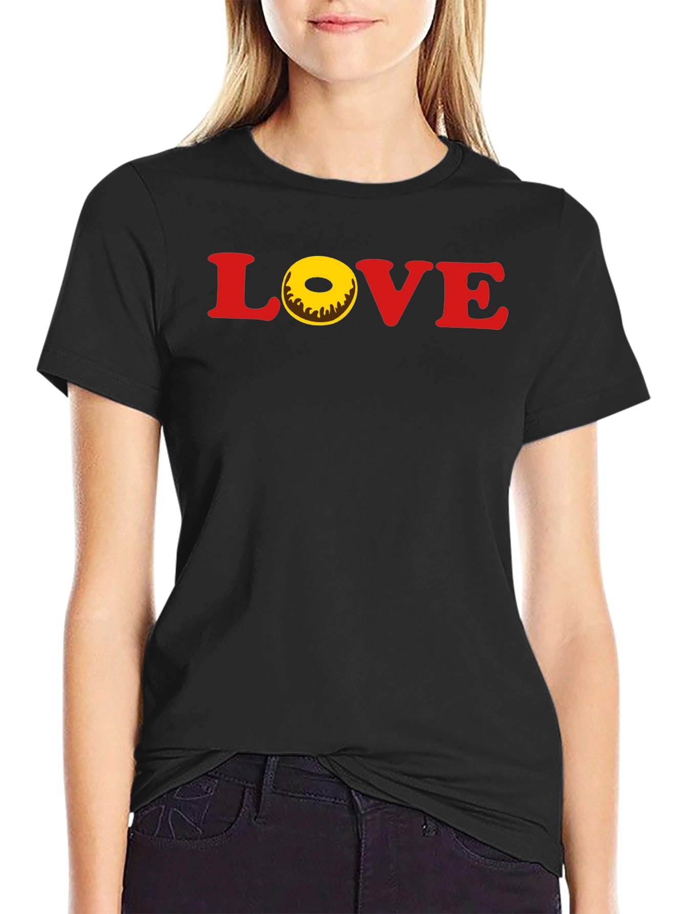 Black Love Donut T-Shirt - Casual Graphic Tee view 2