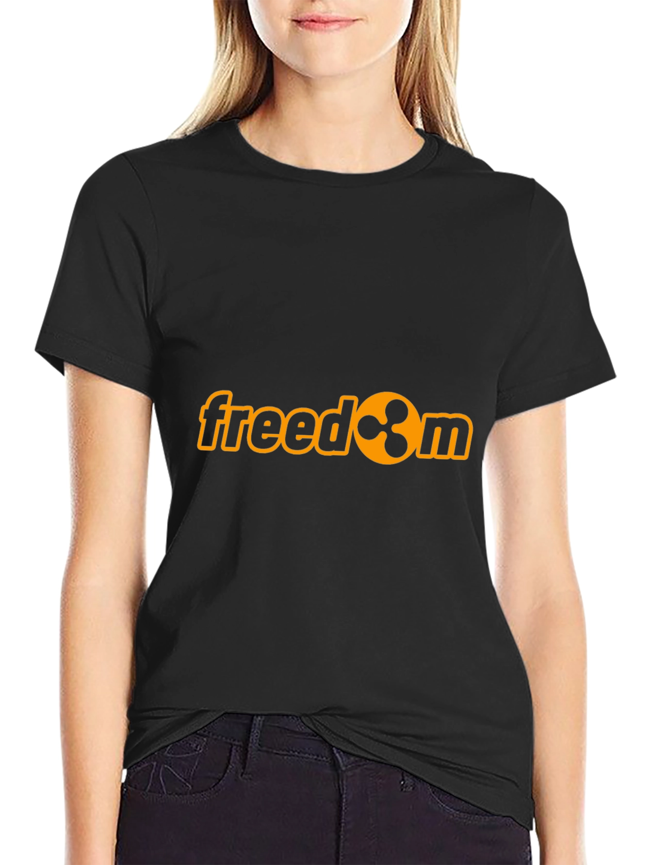 Black Freedom Ripple Cryptocurrency Graphic T-Shirt view 2