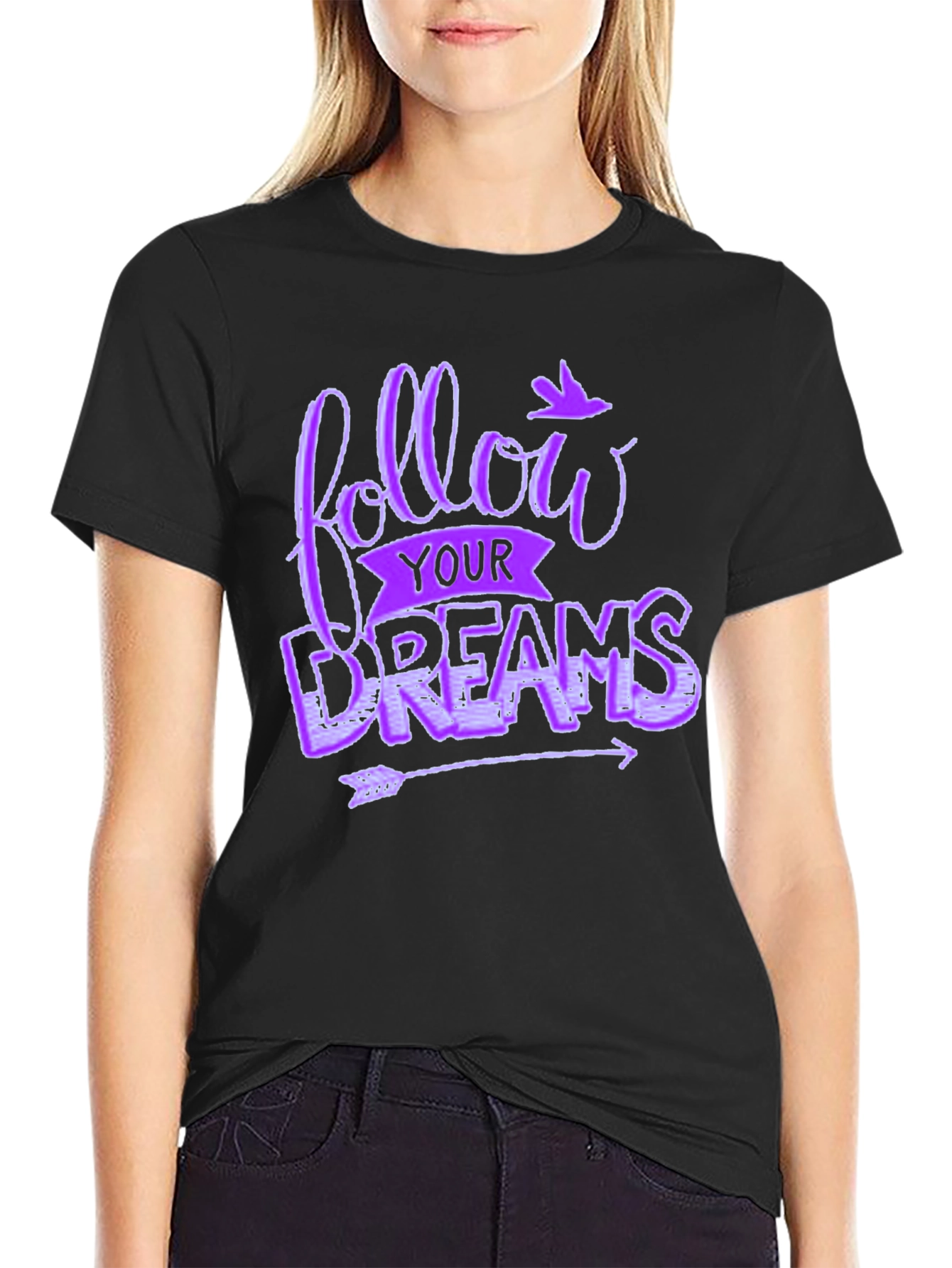 Black Follow Your Dreams Graphic Tee - Unisex Black T-Shirt view 2