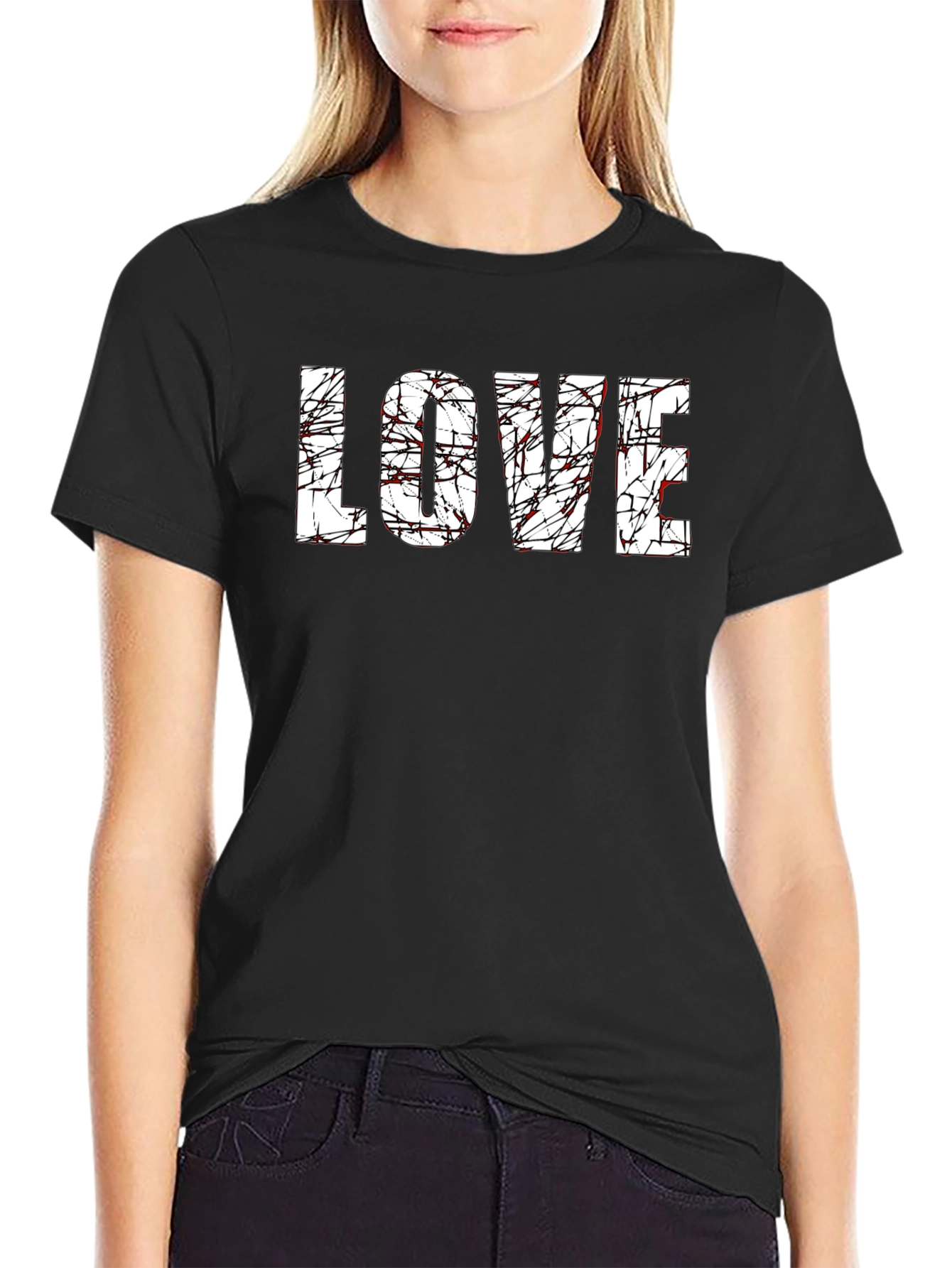 Black Bloody Love Graphic T-Shirt - Dark Humor Tee view 2