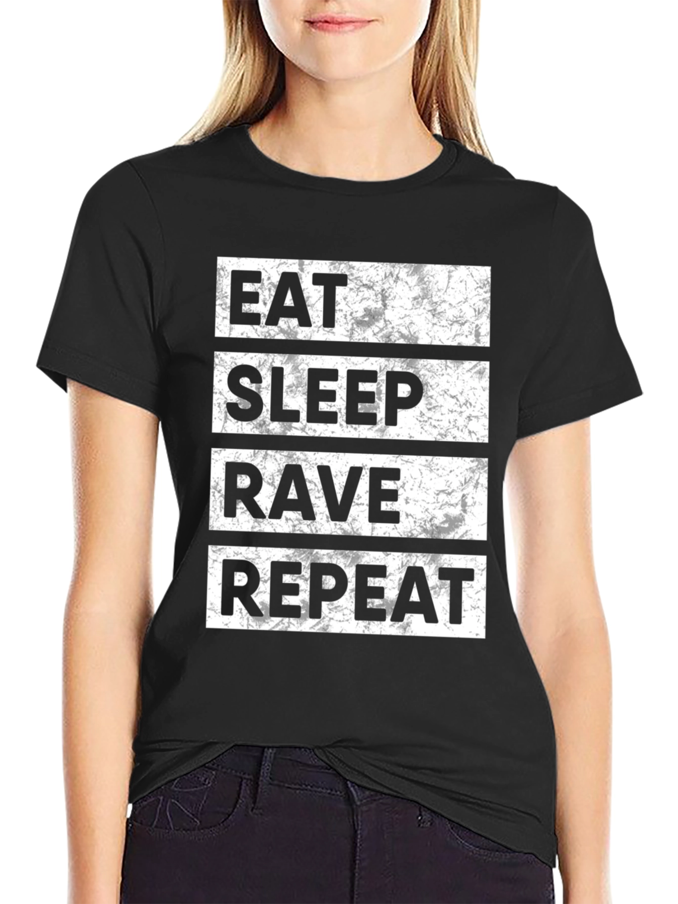 Black Eat Sleep Rave Repeat Black T-Shirt view 2