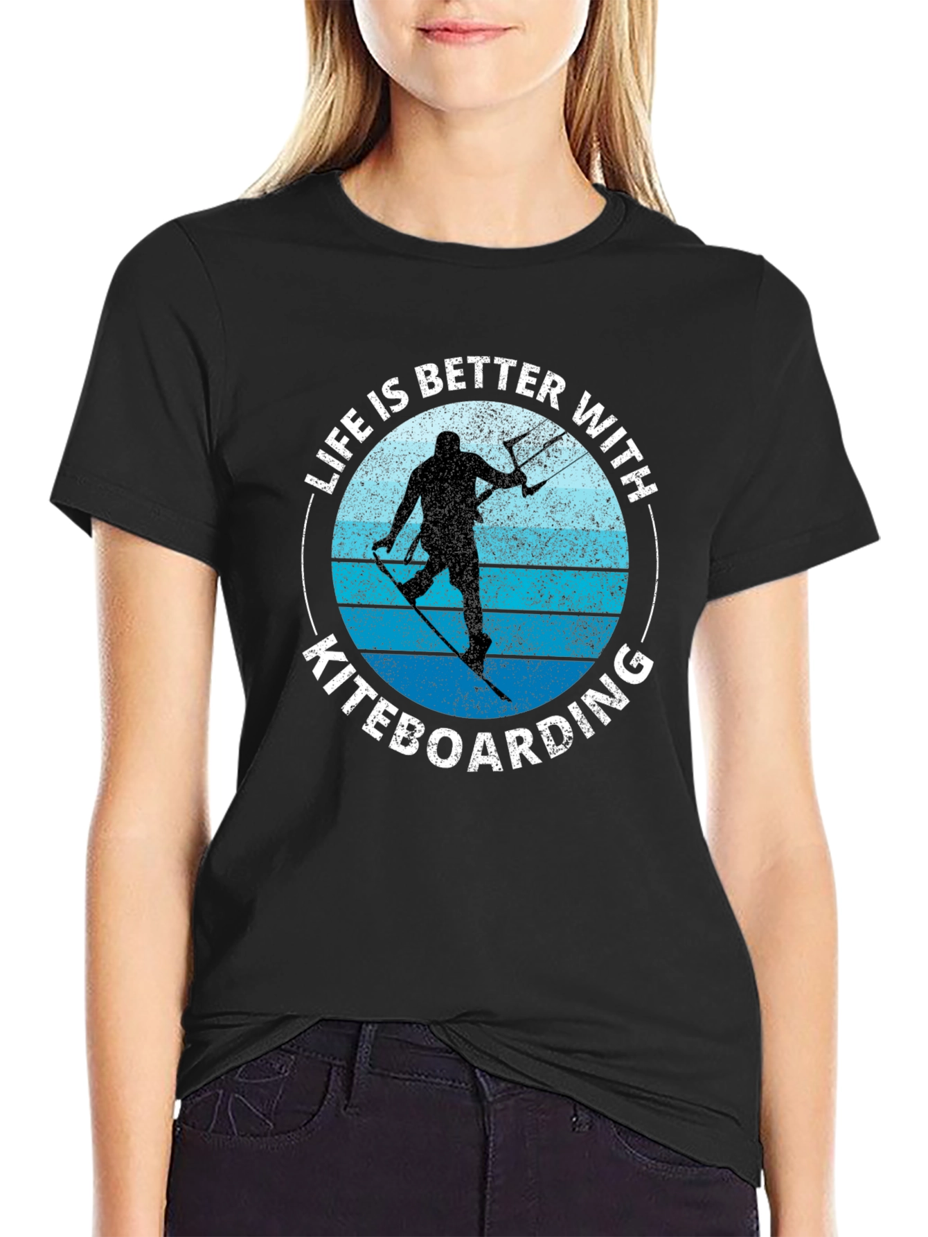 Black Kiteboarding Life T-Shirt - Watersport Apparel view 2