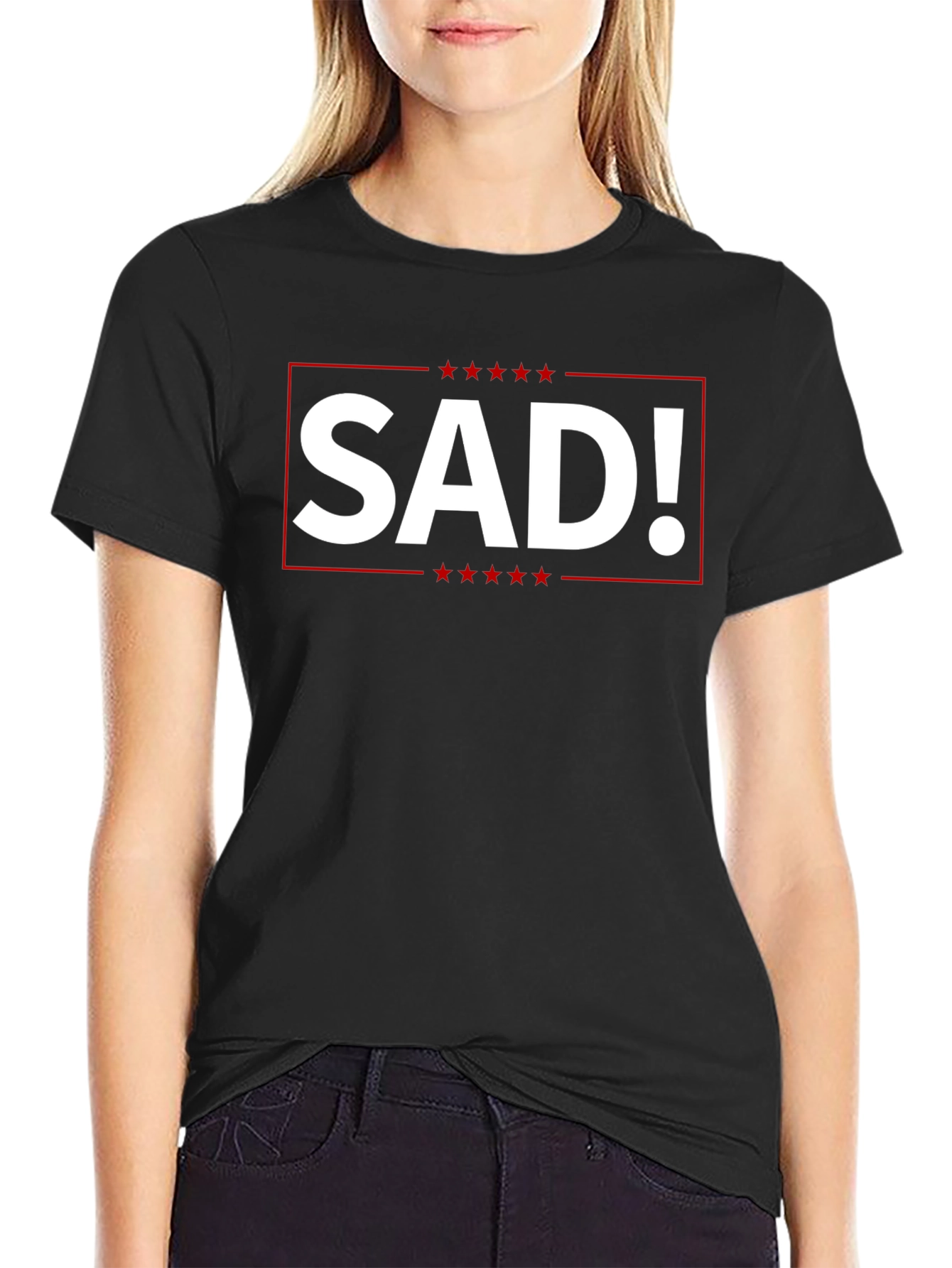 Black SAD! Graphic Tee - Political Statement Shirt view 2