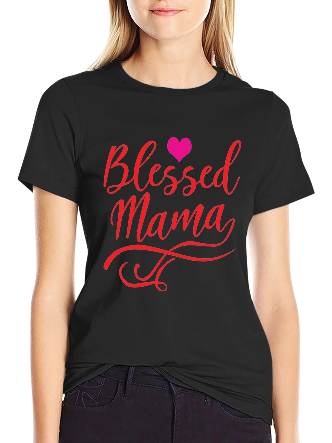 Black Blessed Mama Black T-Shirt view 2