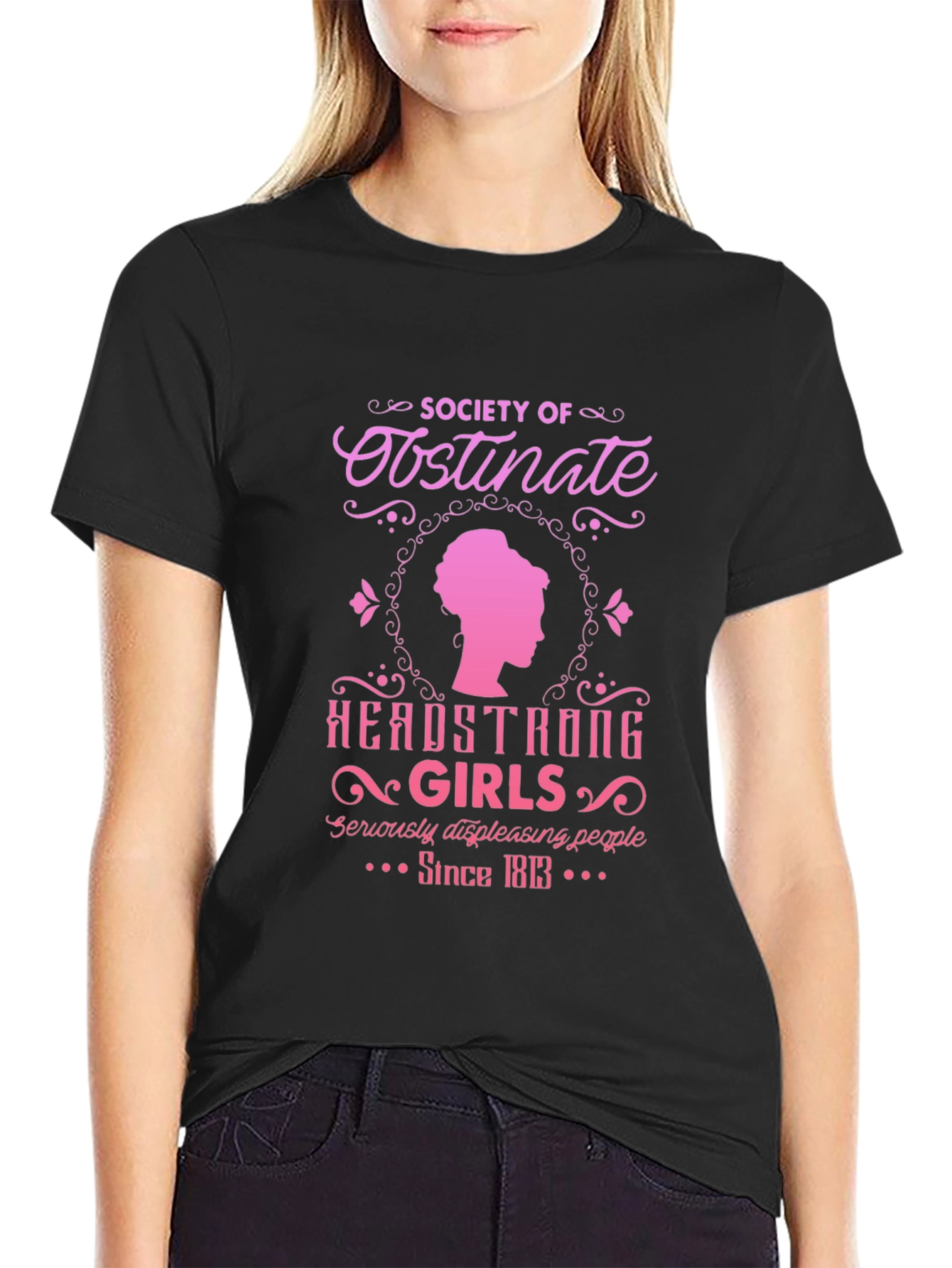 Black Obstinate Headstrong Girls T-Shirt view 2