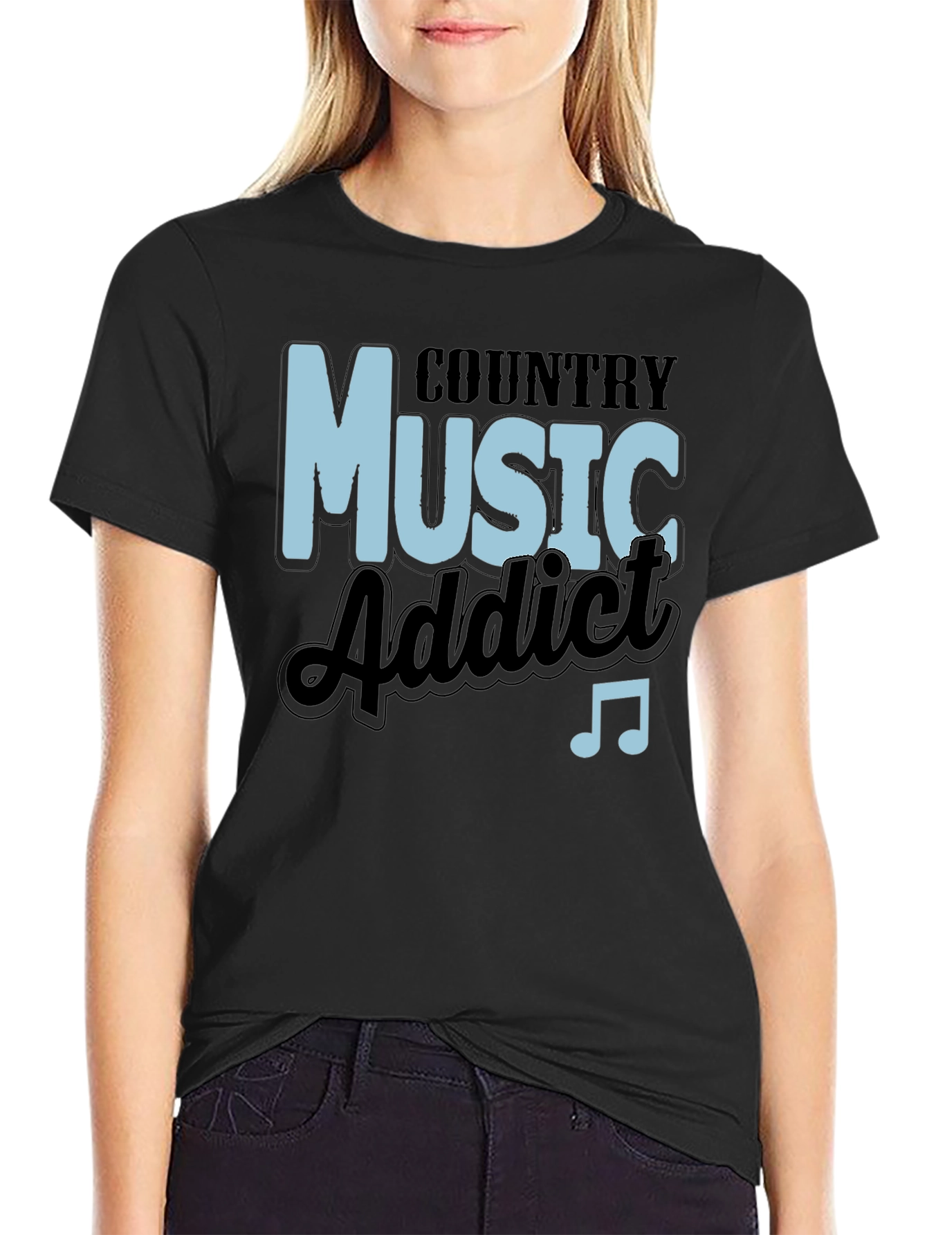 Black Country Music Addict Black T-Shirt view 2