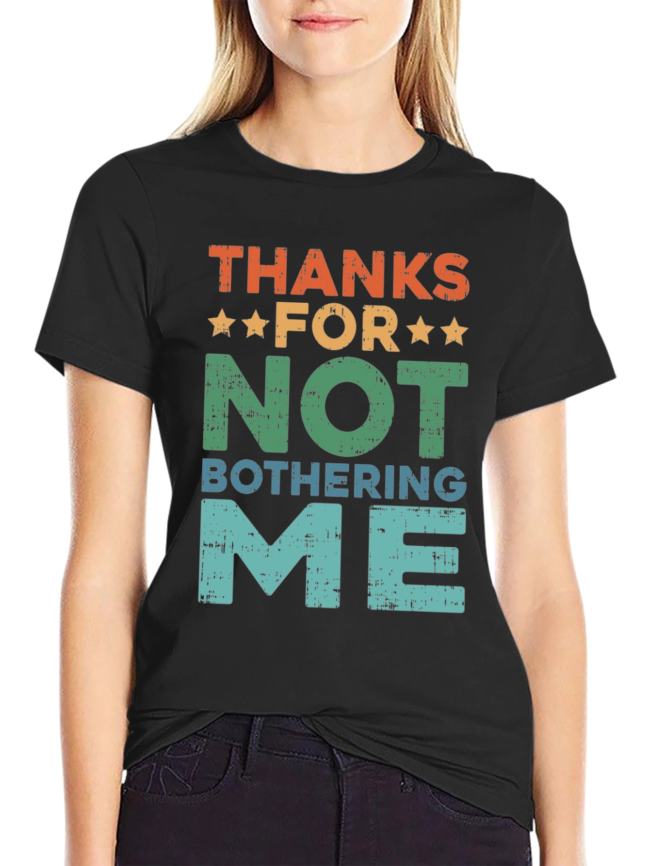 Black Funny Graphic T-Shirt - Thanks For Not Bothering Me view 2