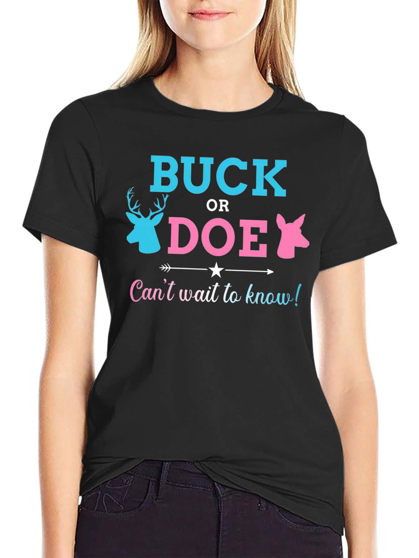 Black Buck or Doe Gender Reveal T-Shirt view 2