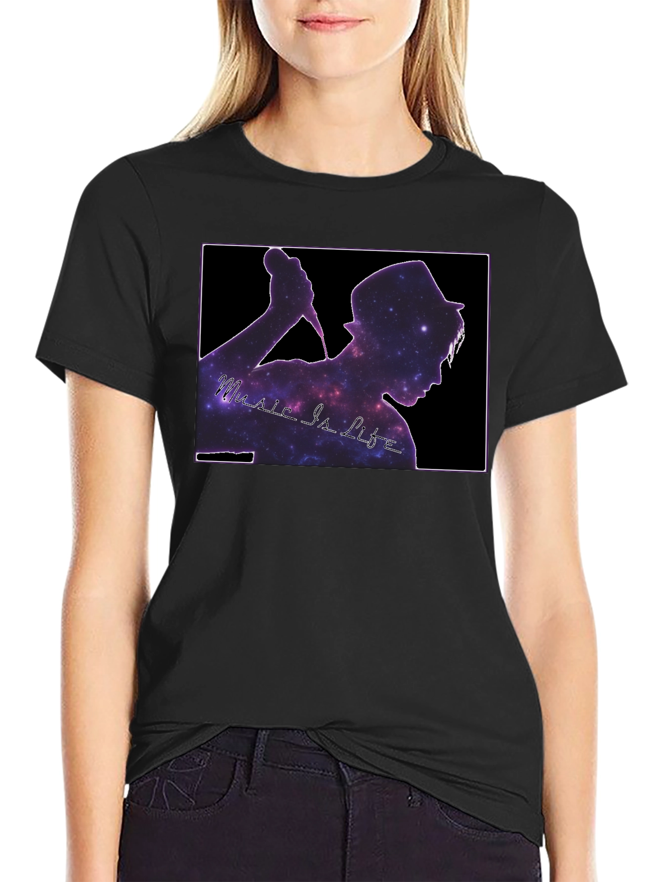Black Music Is Life Galaxy Tee view 2