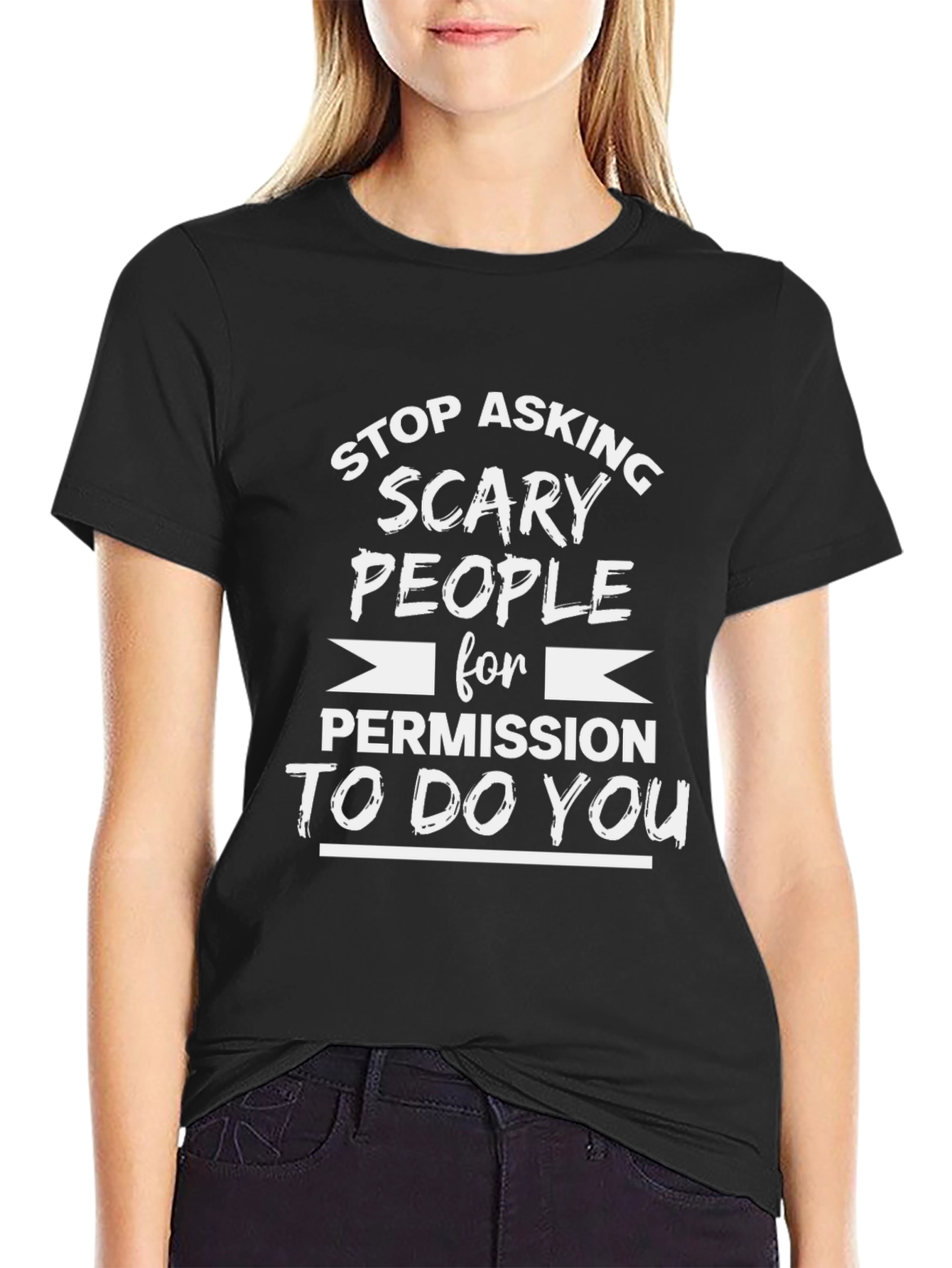Black Stop Asking Scary People T-Shirt view 2