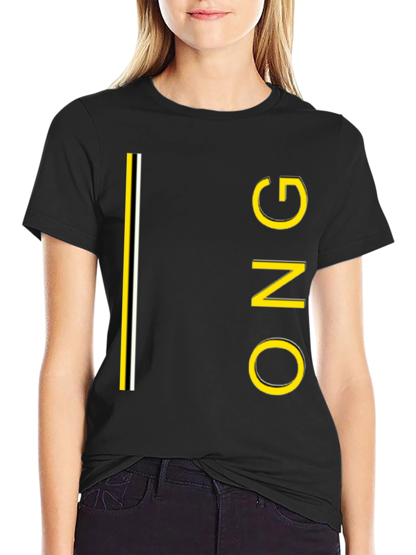 Black ONG Graphic Tee - Black Crew Neck Cotton T-Shirt view 2