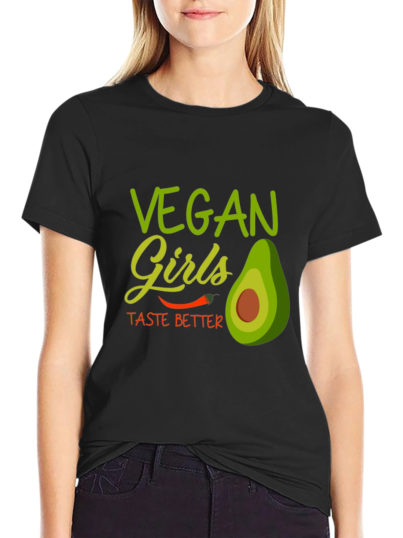Black Vegan Girls Taste Better T-Shirt view 2