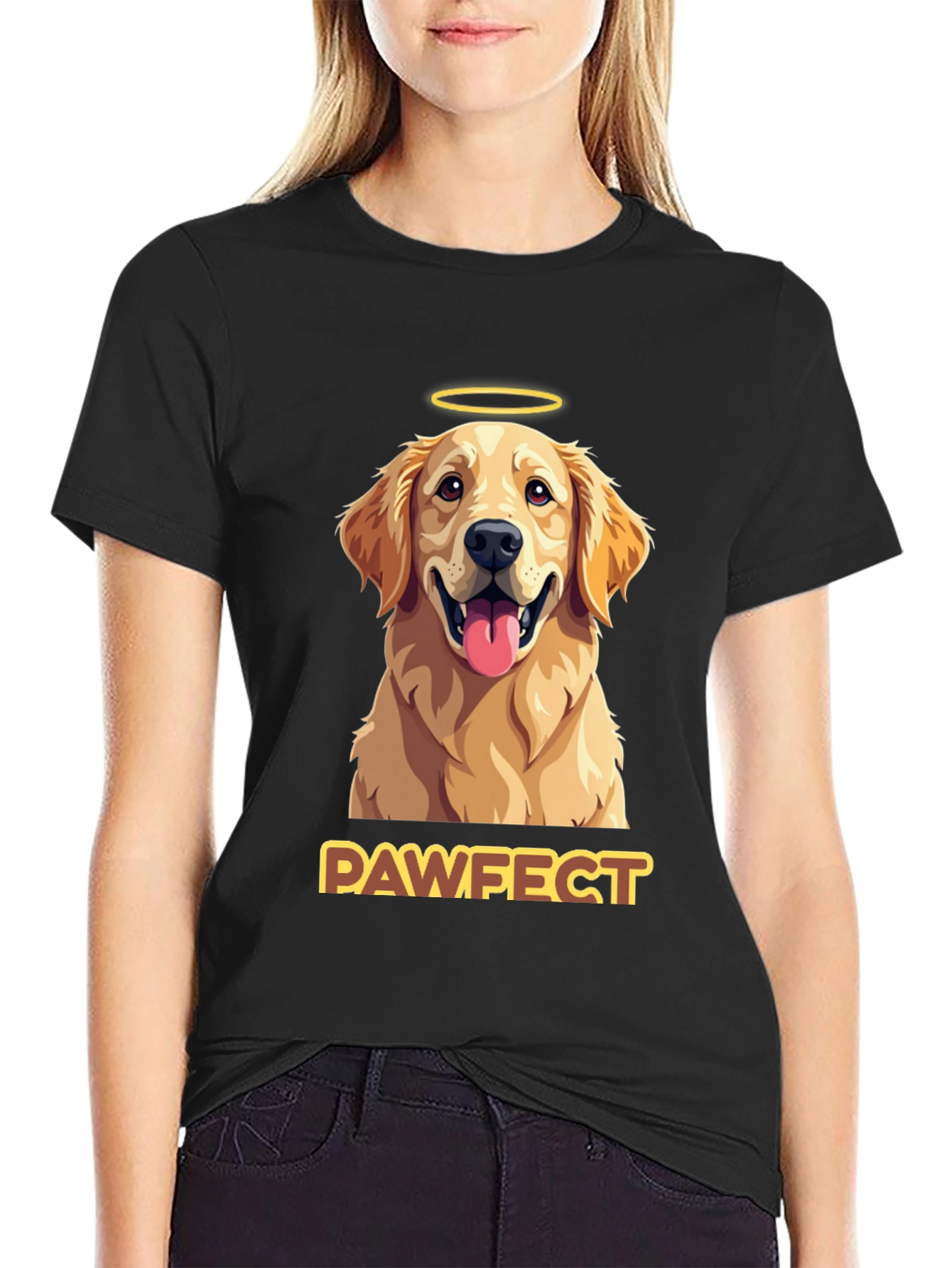 Black Pawfect Golden Retriever Graphic T-Shirt view 2