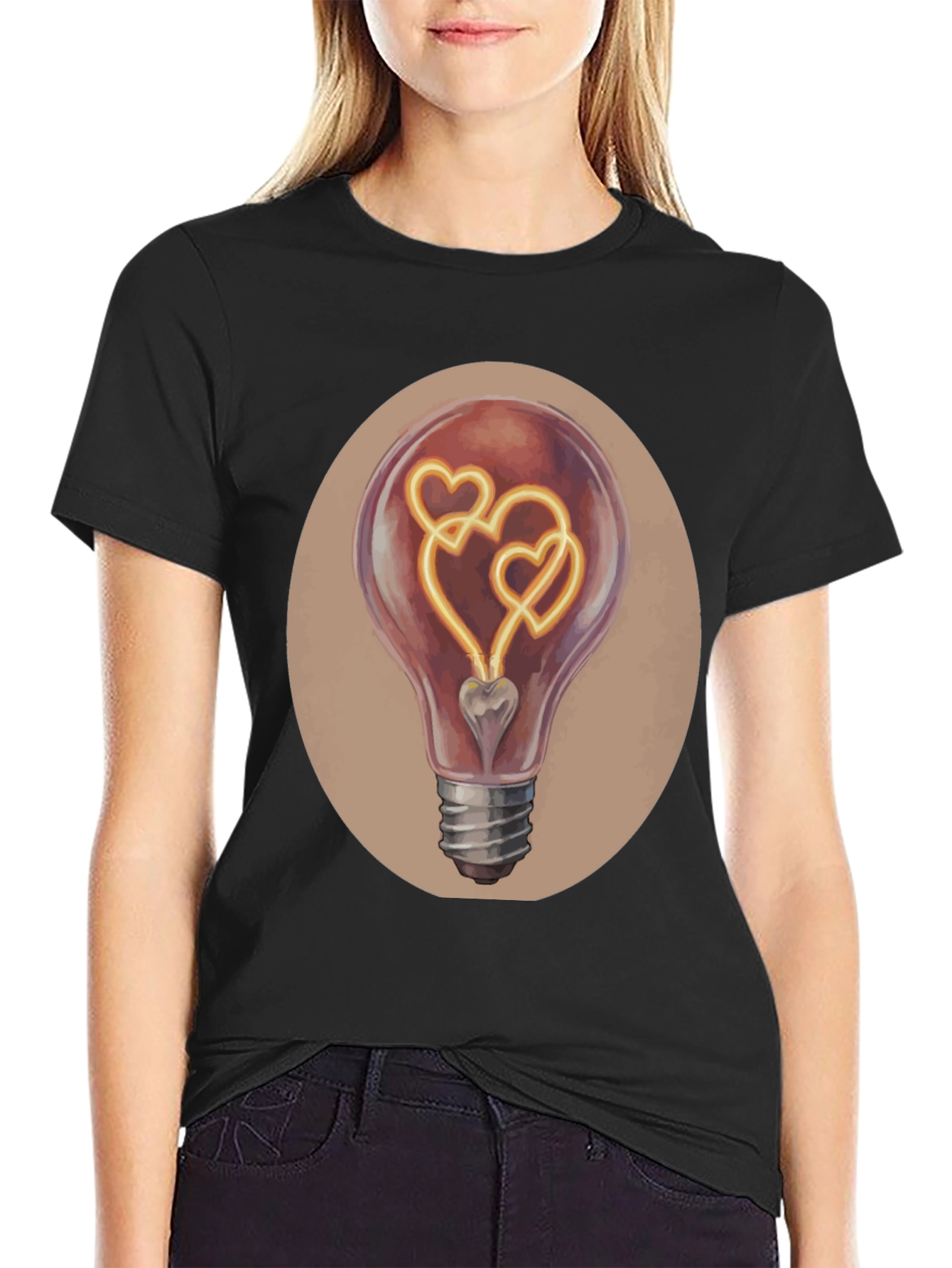Black Heart Bulb Graphic Tee - Express Your Love! view 2