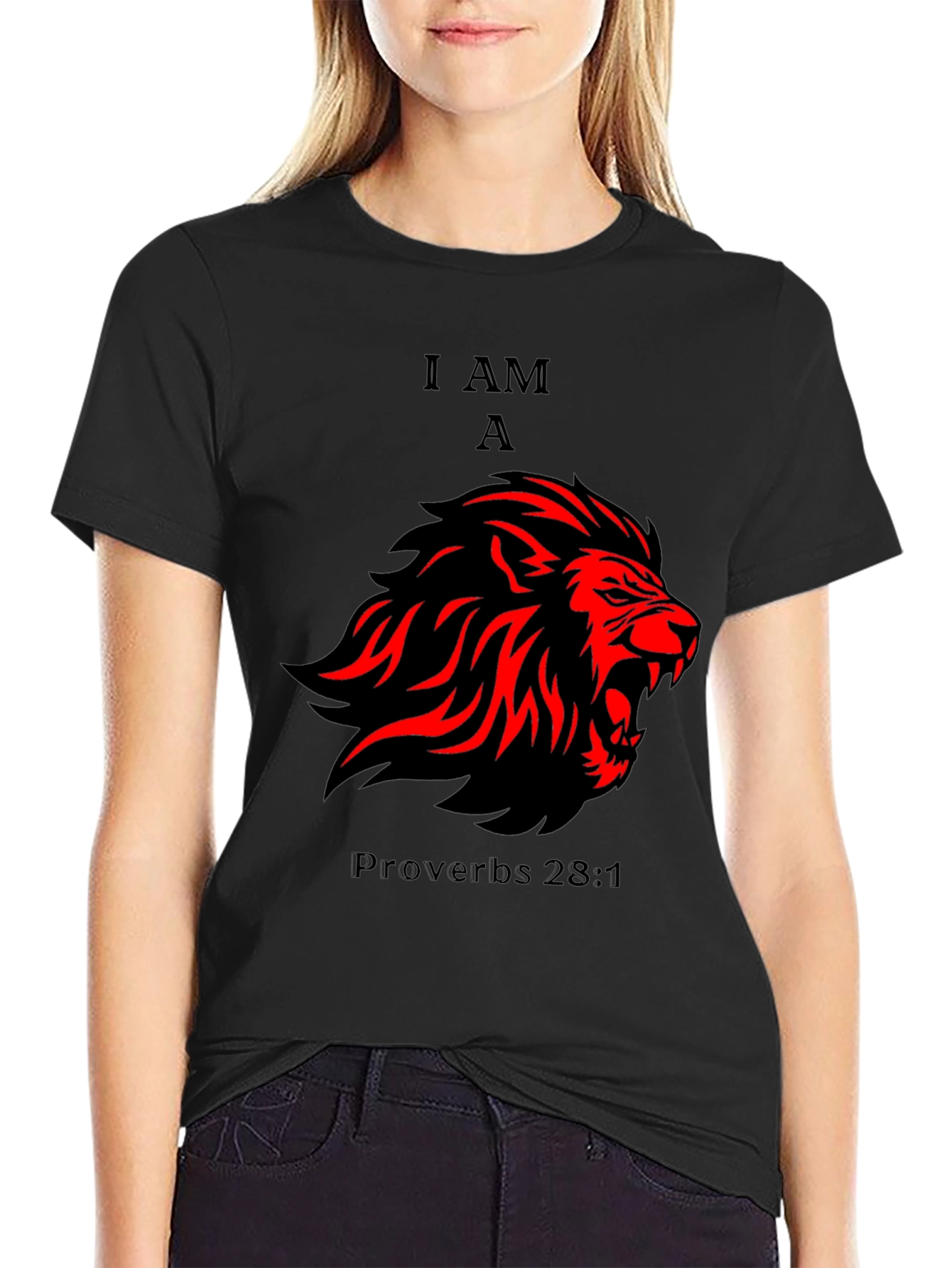 I AM A Lion - Proverbs 28:1 T-Shirt - Black - 2