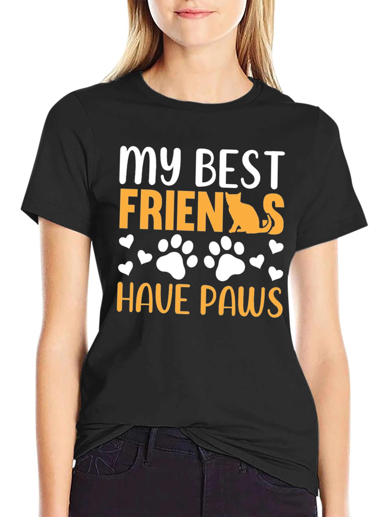 Black My Best Friends Have Paws Graphic Tee view 2