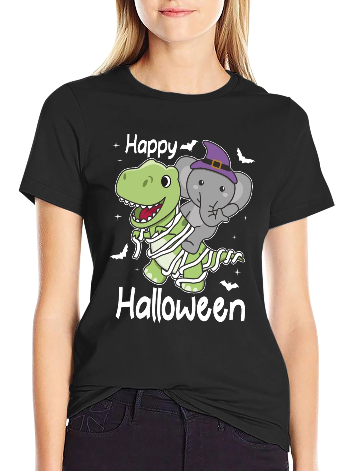 Happy Halloween Dinosaur & Elephant T-Shirt - 2