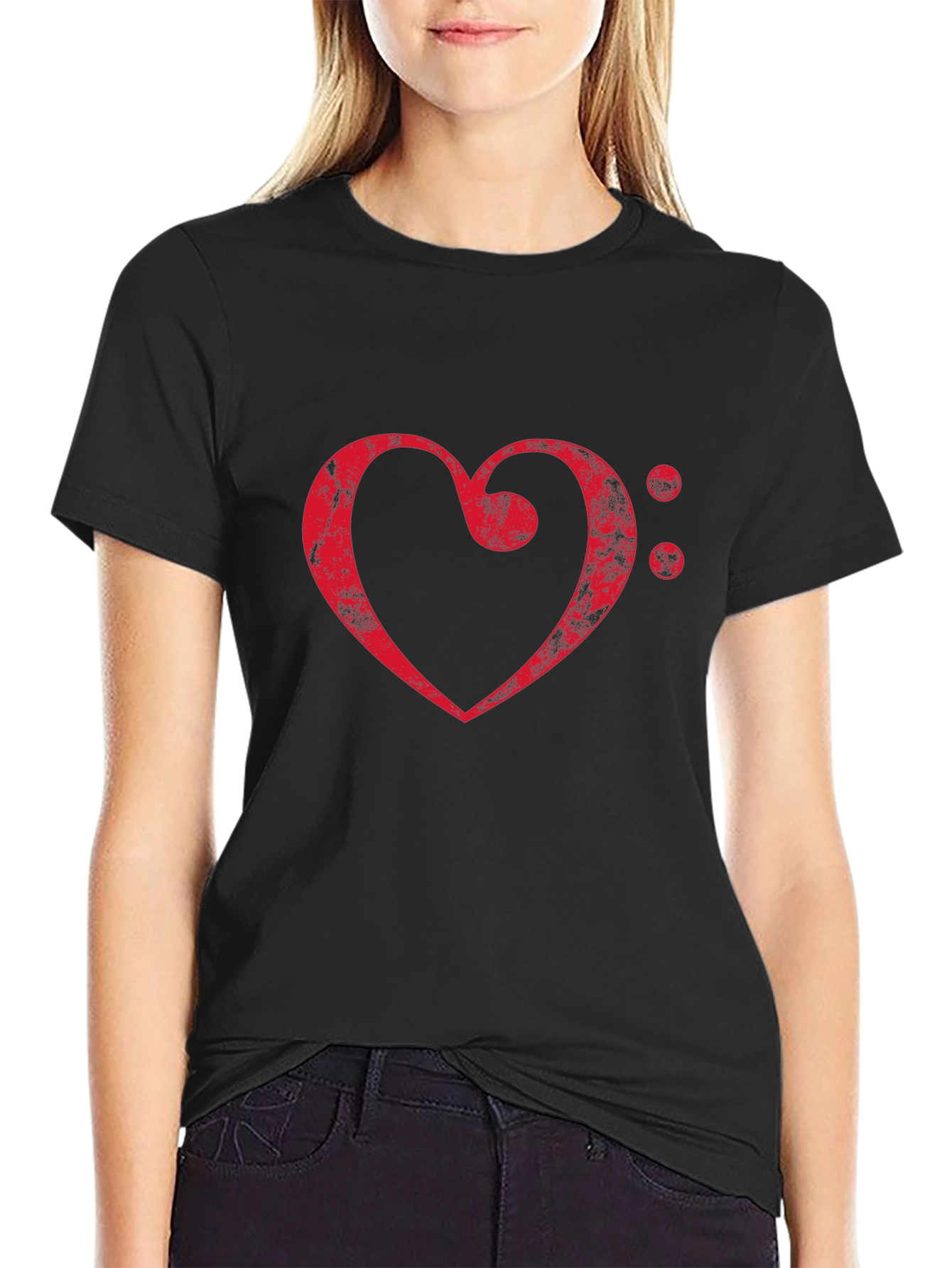 Black Musical Heart Graphic T-Shirt view 2