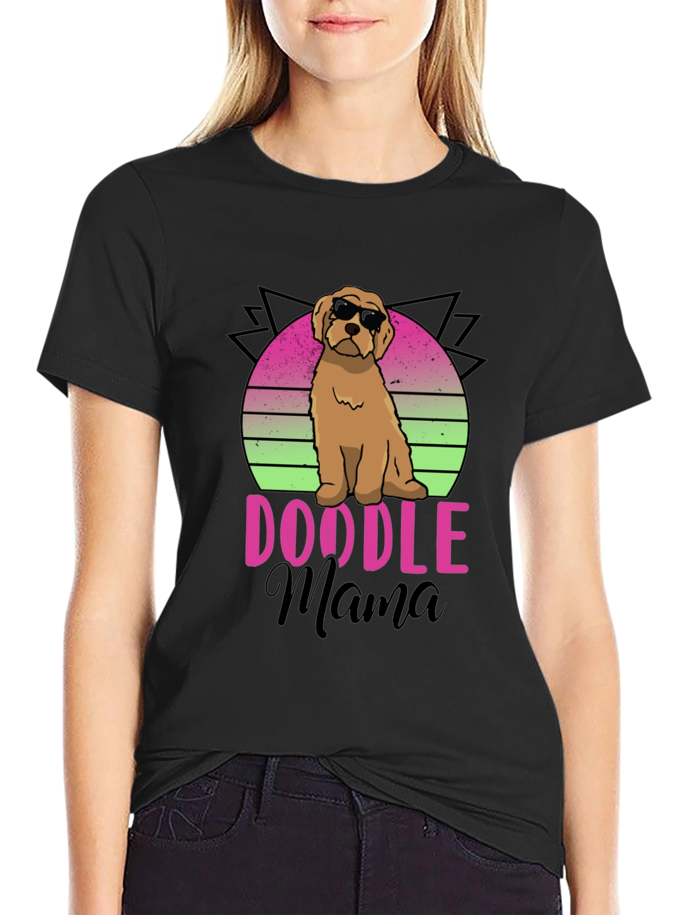 Black Doodle Mama T-Shirt - Cute Dog Lover Tee view 2