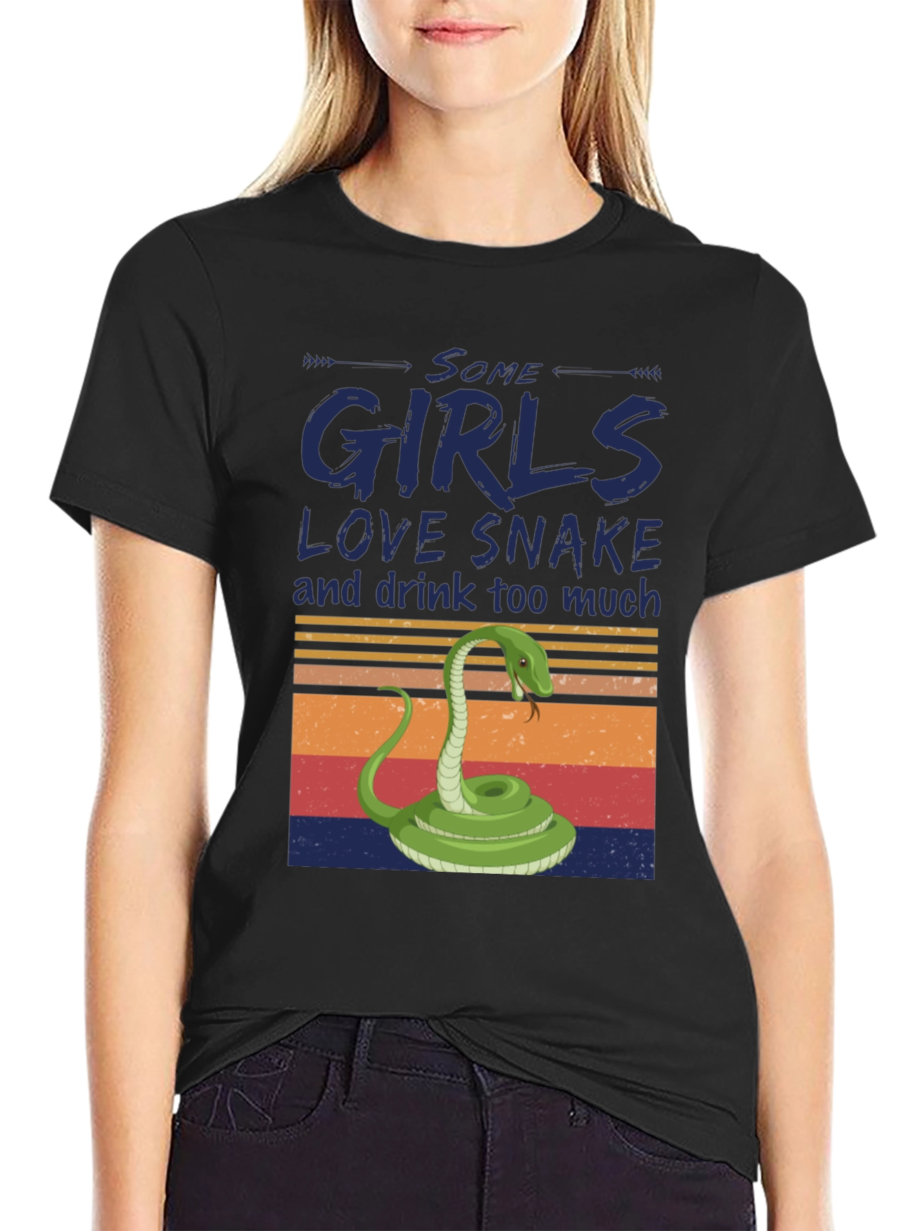 Black Some Girls Love Snake T-Shirt view 2