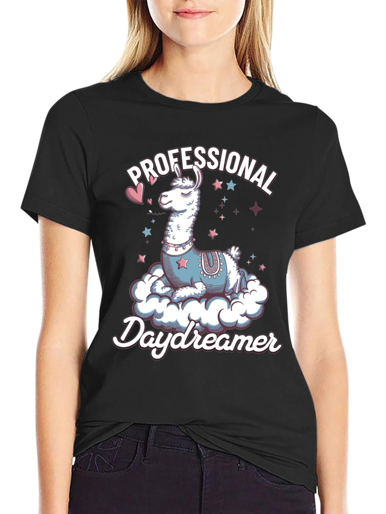 Black Professional Daydreamer Llama Graphic Tee view 2