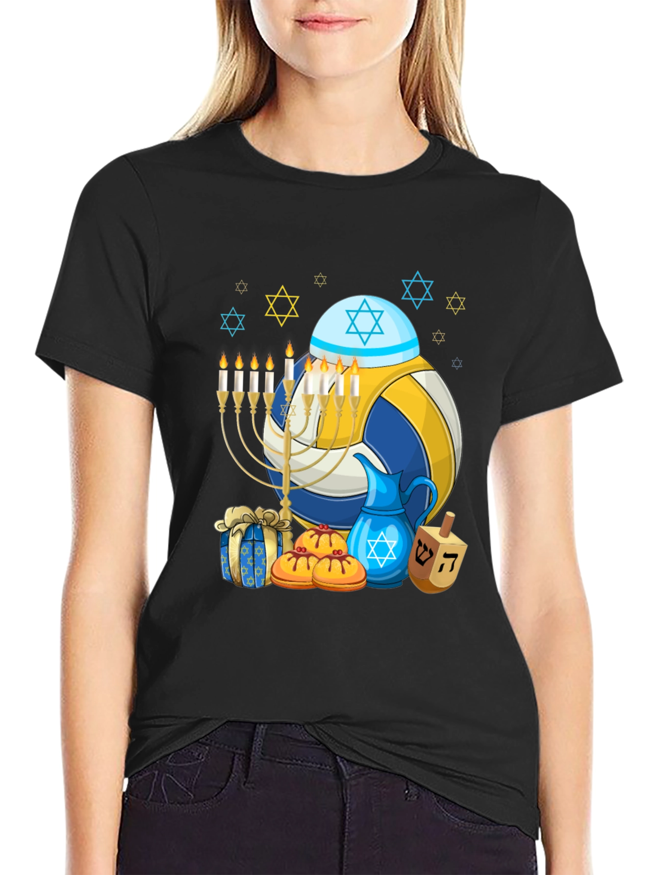 Black Hanukkah Volleyball T-Shirt view 2