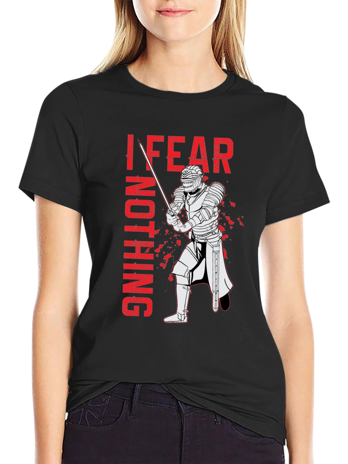 Black I Fear Nothing Graphic Tee - Knight Design view 2